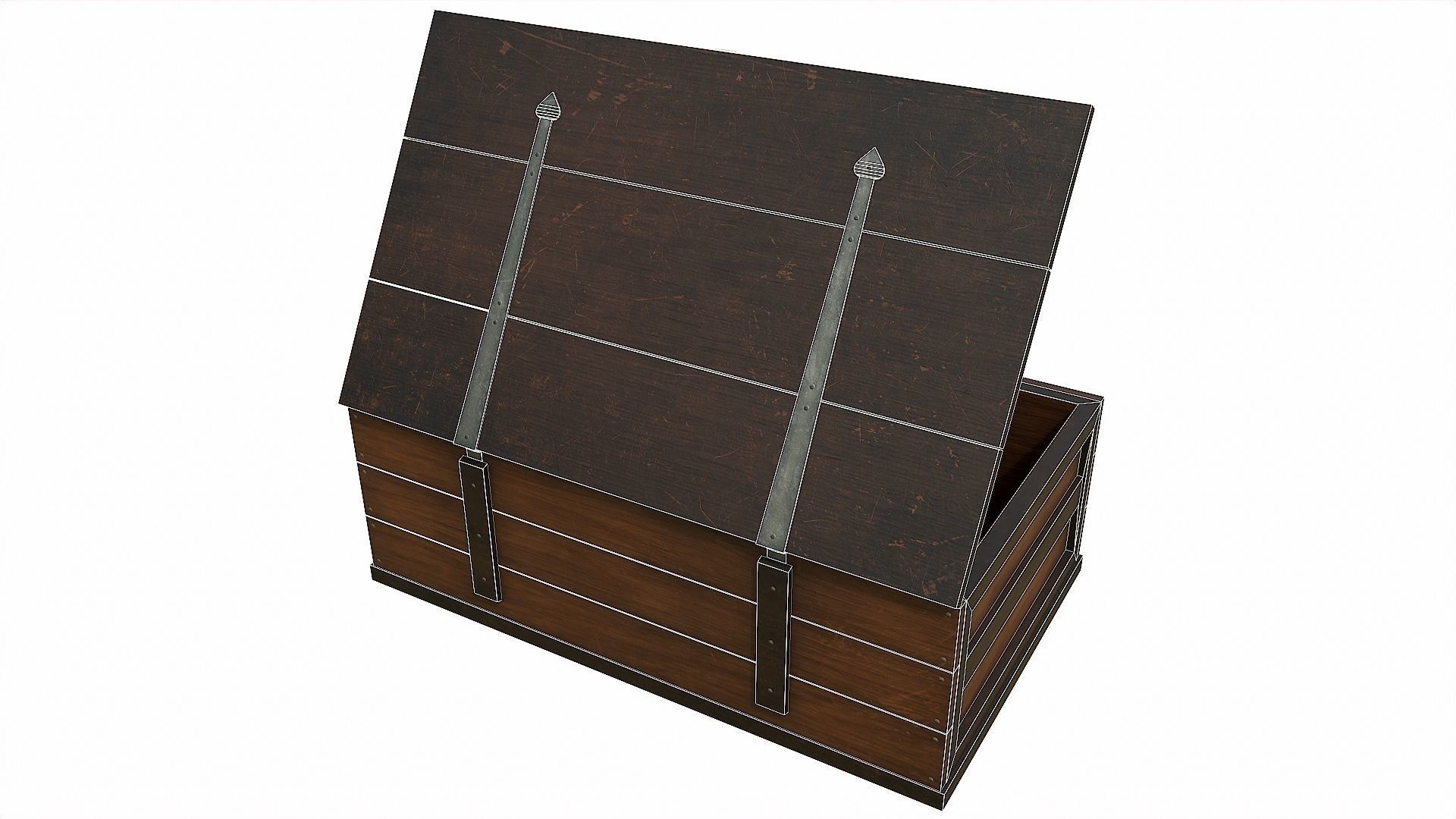 Pack of 6 Medieval Wooden Chests and Crates Low-poly 3D model_48
