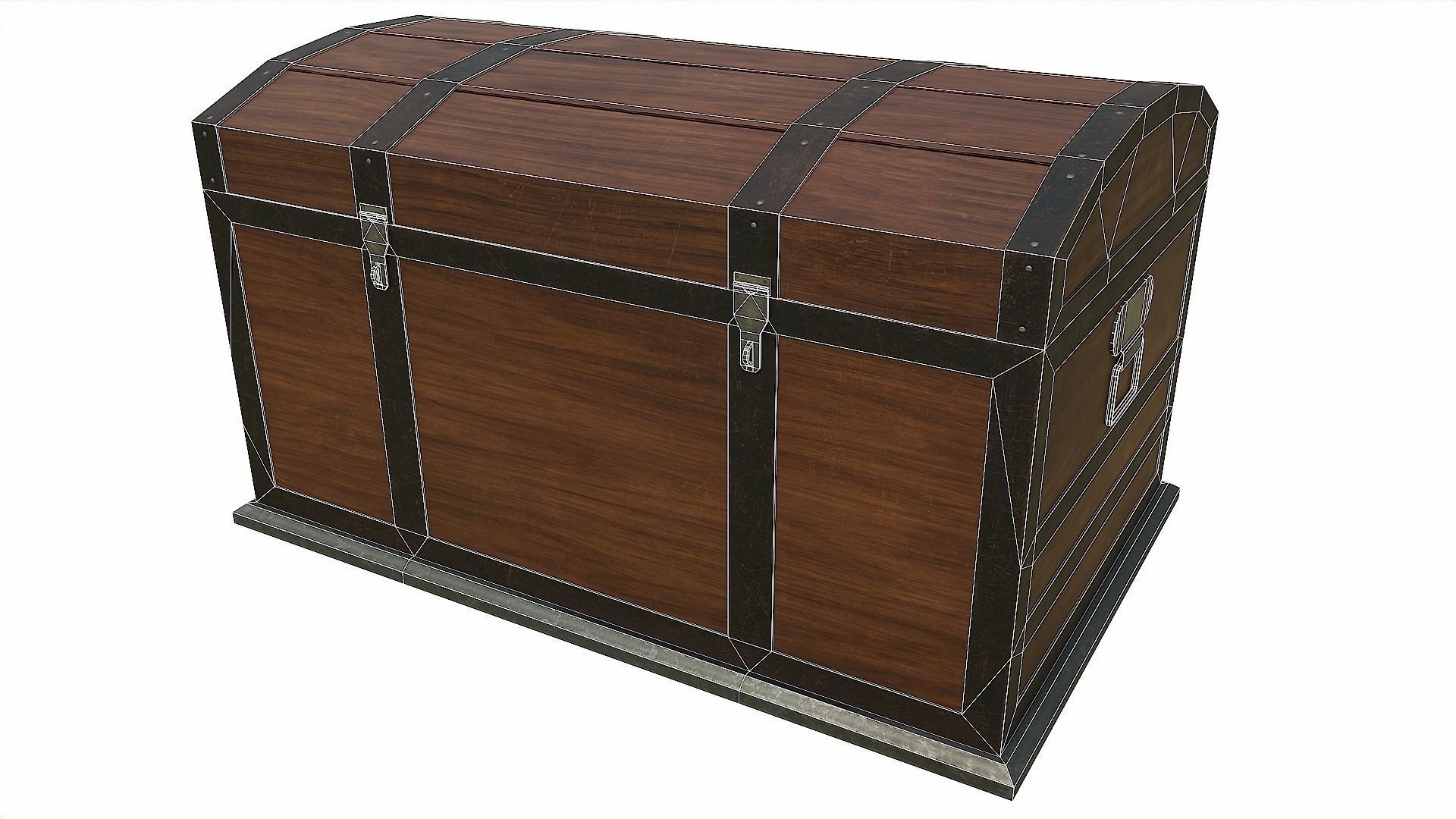 Pack of 6 Medieval Wooden Chests and Crates Low-poly 3D model_27