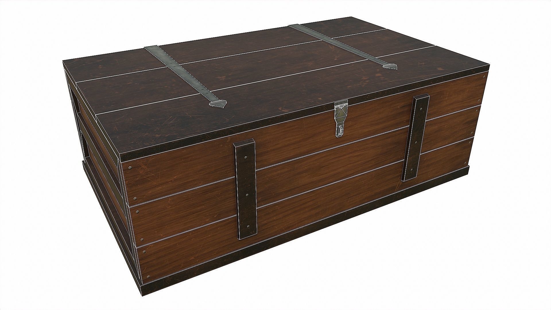 Pack of 6 Medieval Wooden Chests and Crates Low-poly 3D model_45