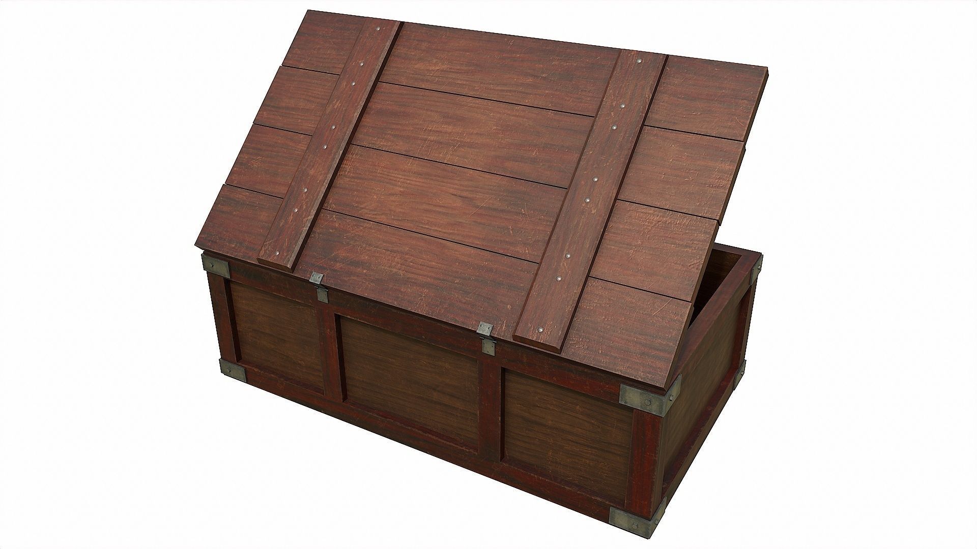 Pack of 6 Medieval Wooden Chests and Crates Low-poly 3D model_8