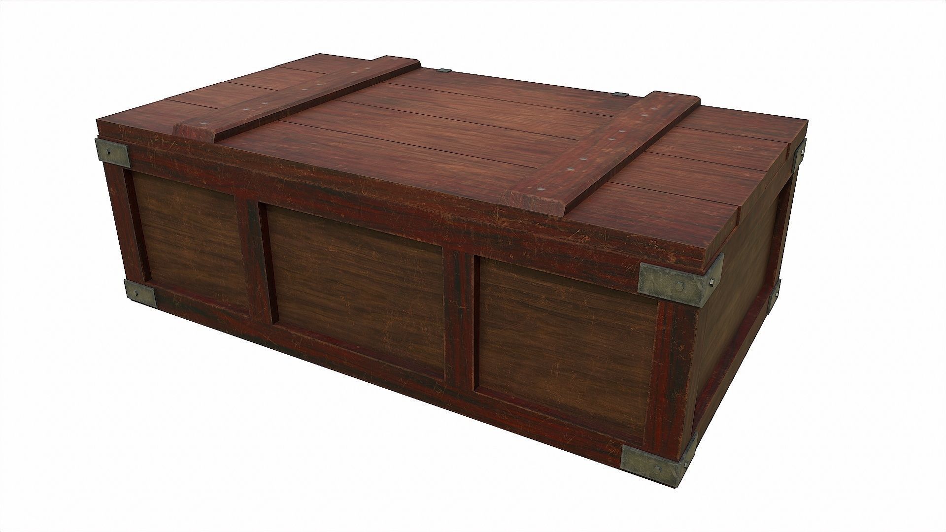 Pack of 6 Medieval Wooden Chests and Crates Low-poly 3D model_3