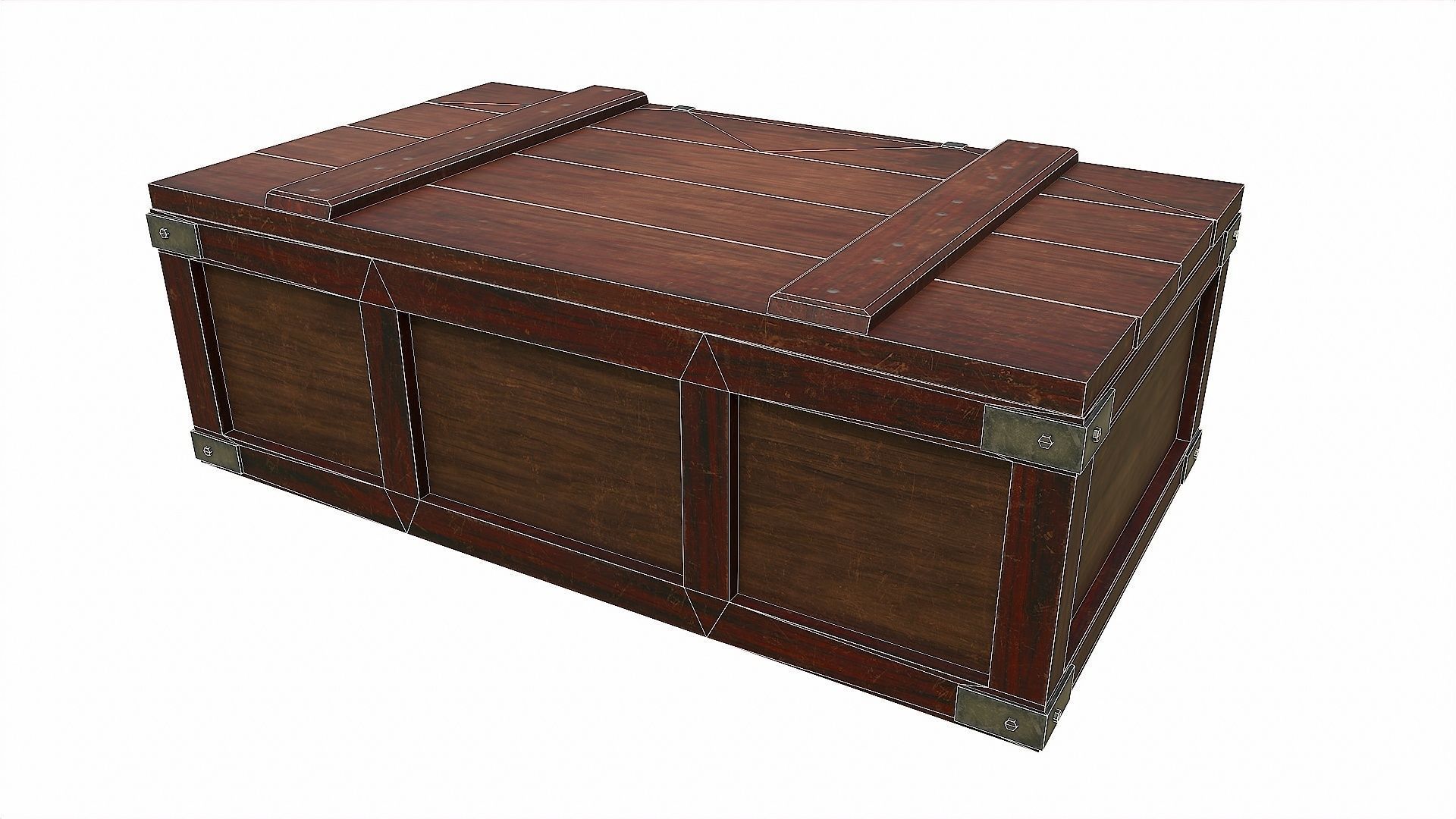 Pack of 6 Medieval Wooden Chests and Crates Low-poly 3D model_11