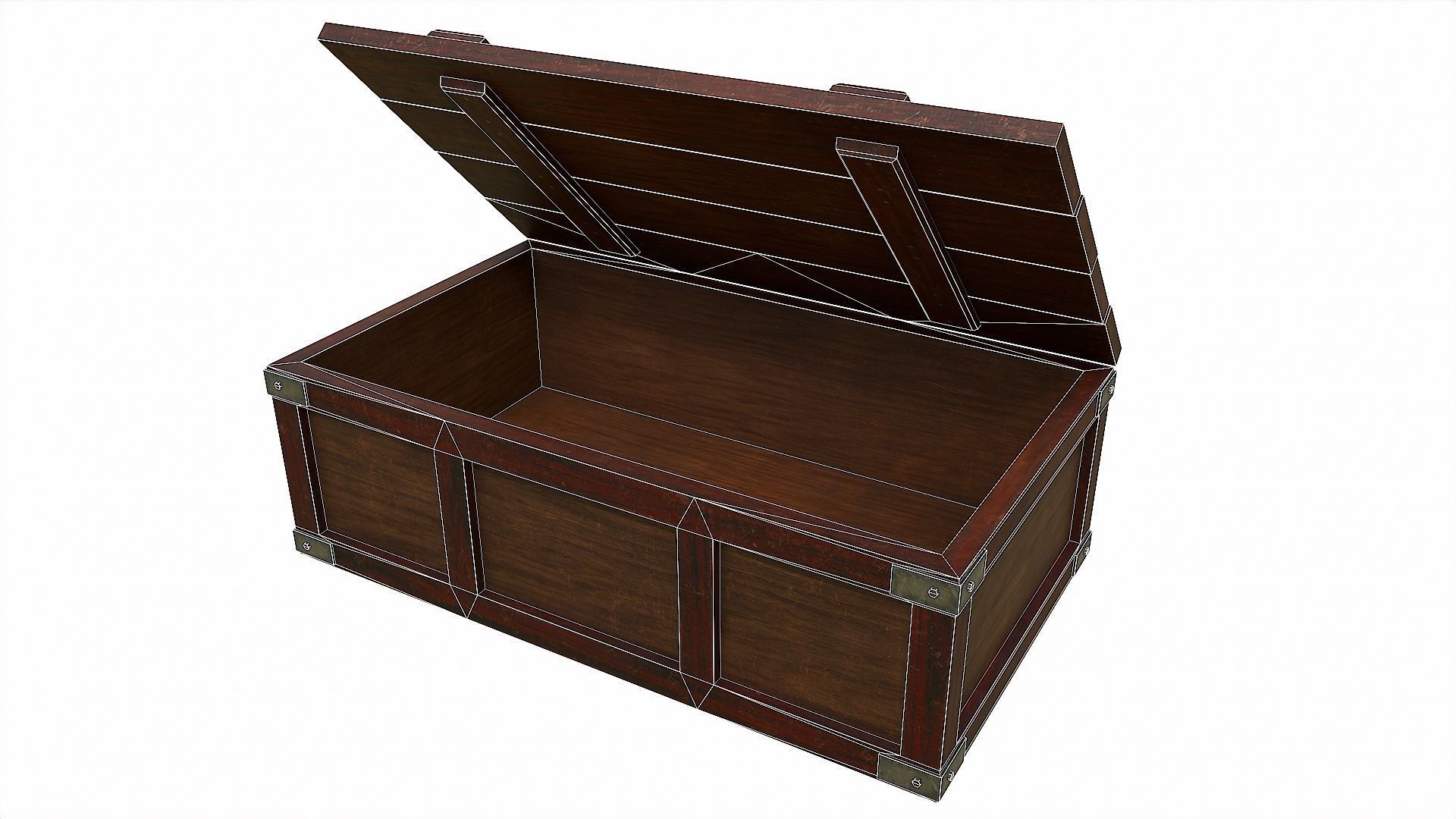 Pack of 6 Medieval Wooden Chests and Crates Low-poly 3D model_12