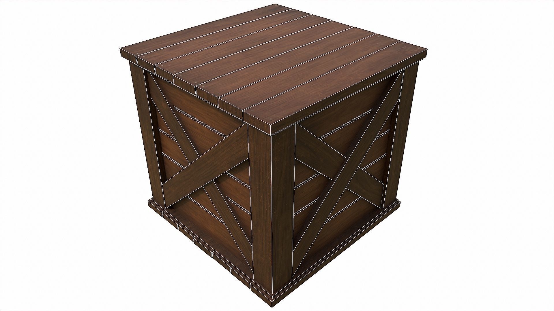Pack of 6 Medieval Wooden Chests and Crates Low-poly 3D model_68