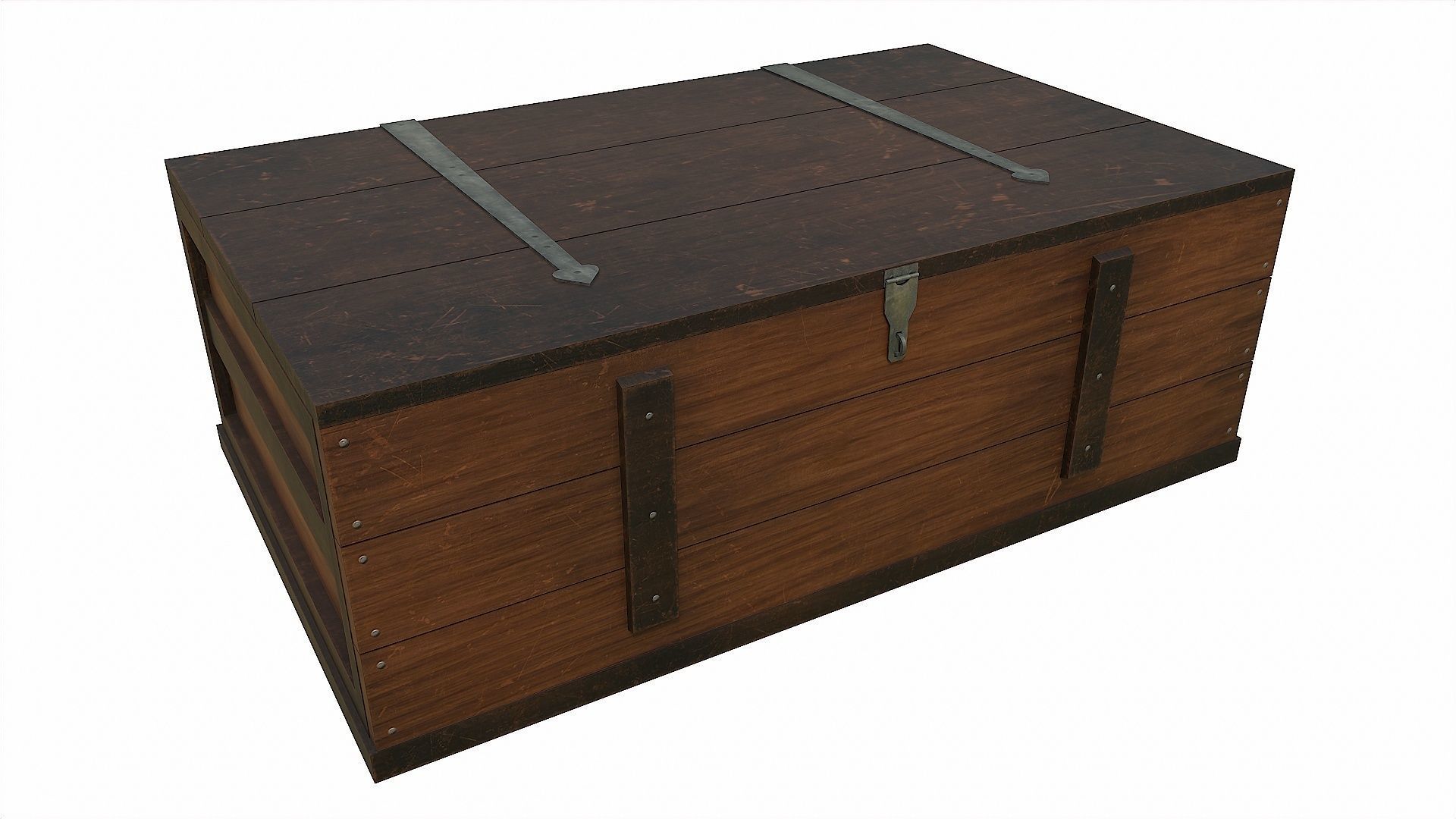 Pack of 6 Medieval Wooden Chests and Crates Low-poly 3D model_37