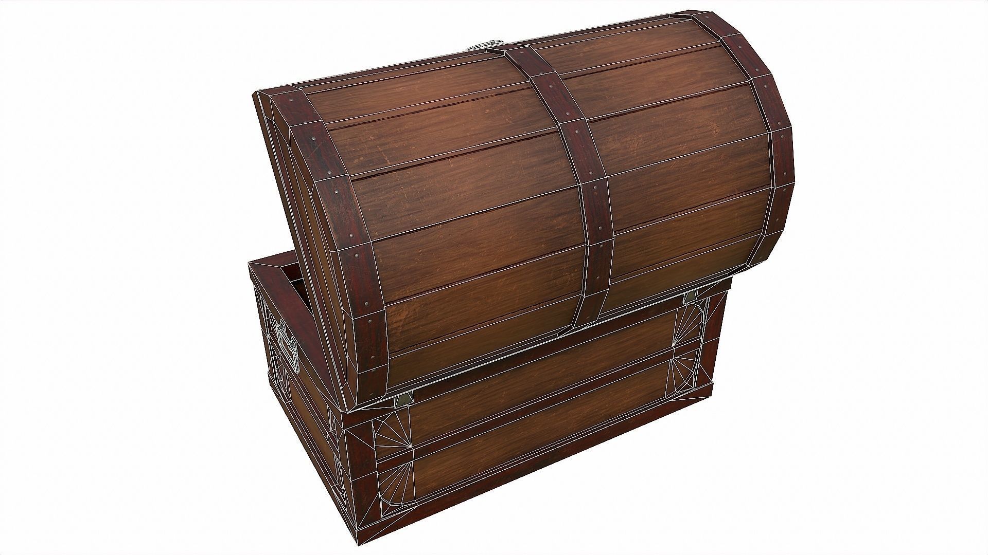 Pack of 6 Medieval Wooden Chests and Crates Low-poly 3D model_66