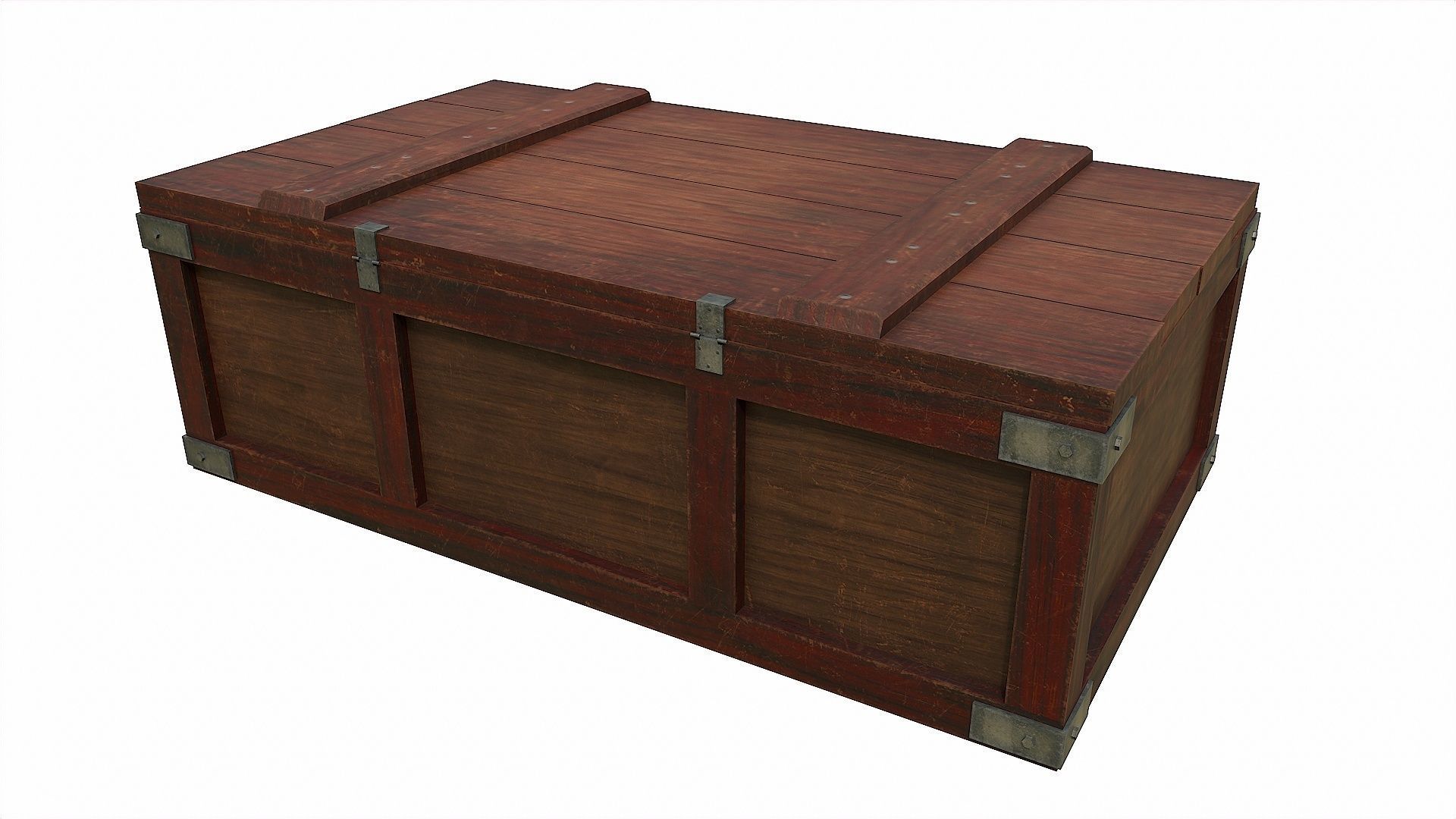 Pack of 6 Medieval Wooden Chests and Crates Low-poly 3D model_7