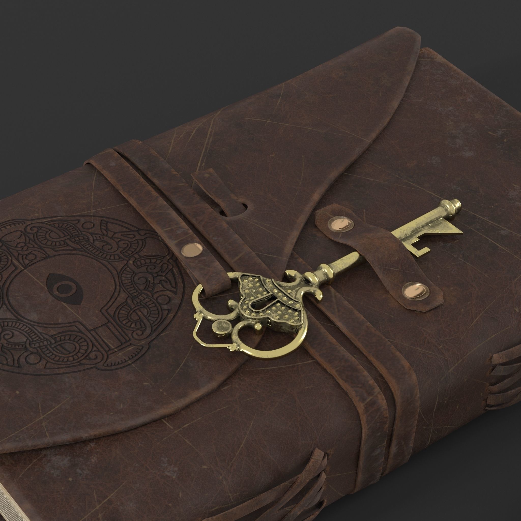 Antique Pen and Ink with Diary Low-poly 3D model_5