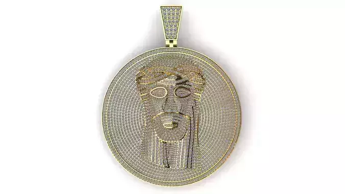 Jesus face pendant in gold