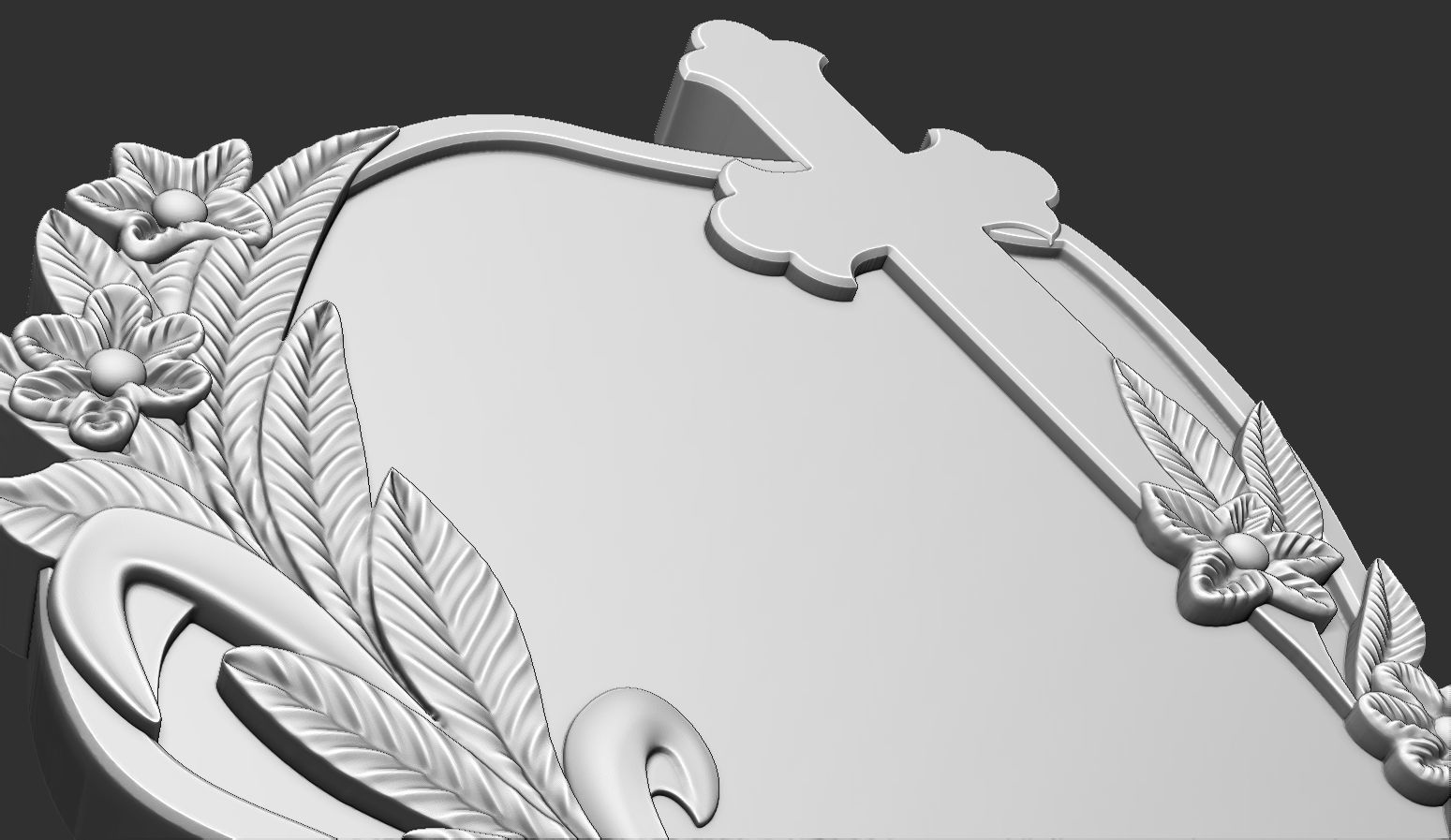 Memorial Tombstone with Cross 3D print model_3