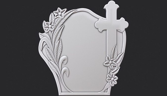 Memorial Tombstone with Cross 3D print model