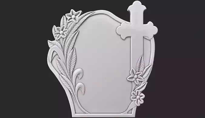 Memorial Tombstone with Cross 3D print model
