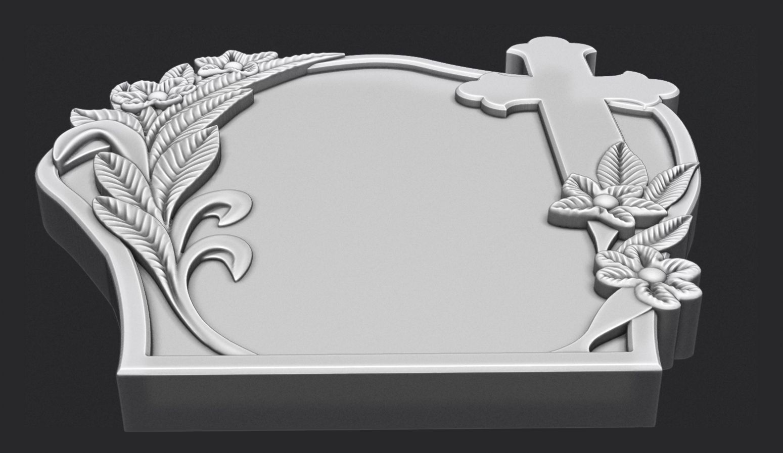 Memorial Tombstone with Cross 3D print model_2