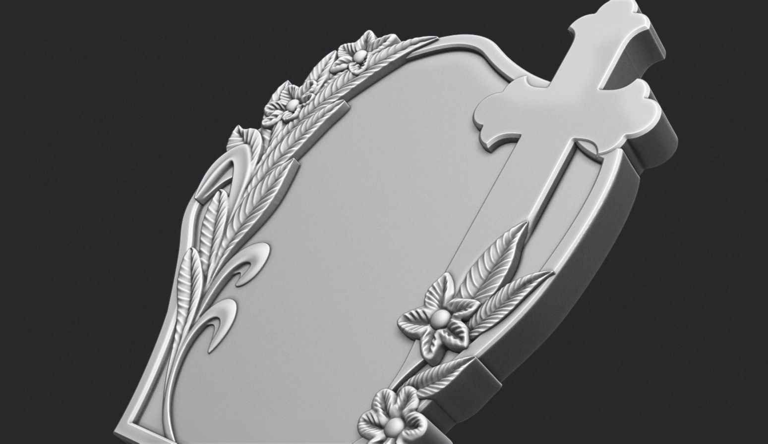 Memorial Tombstone with Cross 3D print model_6