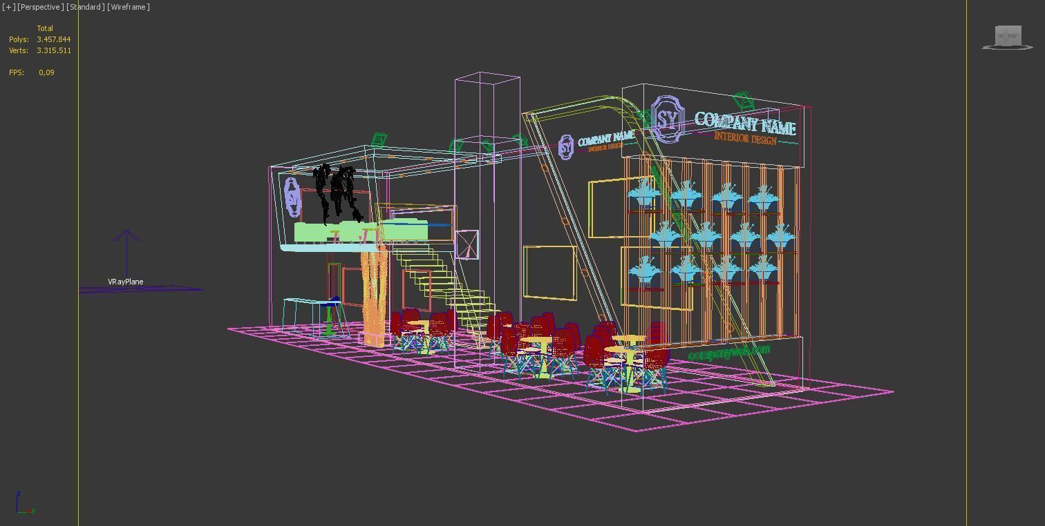 Exhibition Stall Size 17 m x 4 m  Height 500 cm 3D model_7