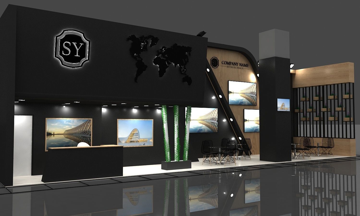 Exhibition Stall Size 17 m x 4 m  Height 500 cm 3D model_3