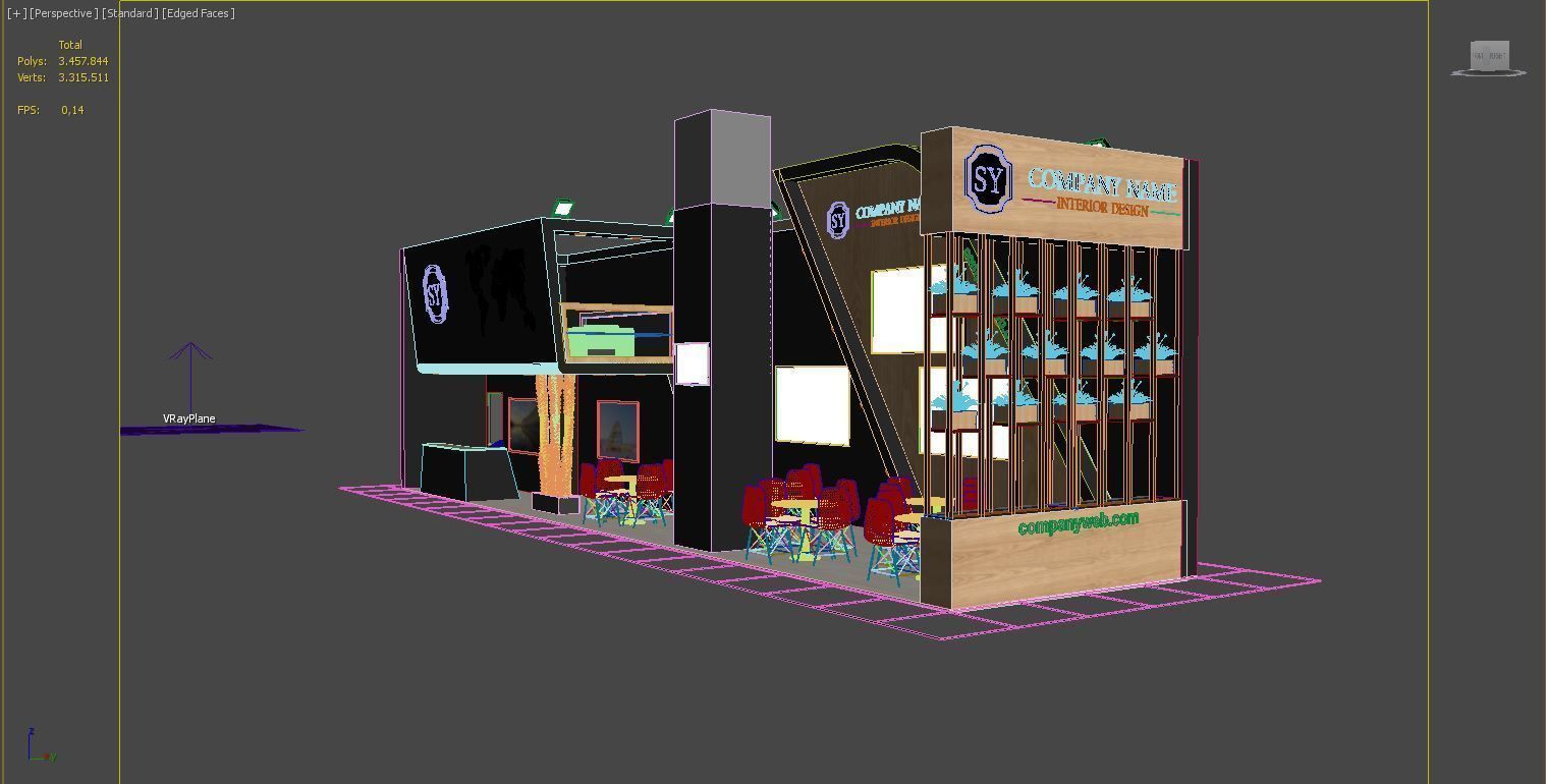 Exhibition Stall Size 17 m x 4 m  Height 500 cm 3D model_8