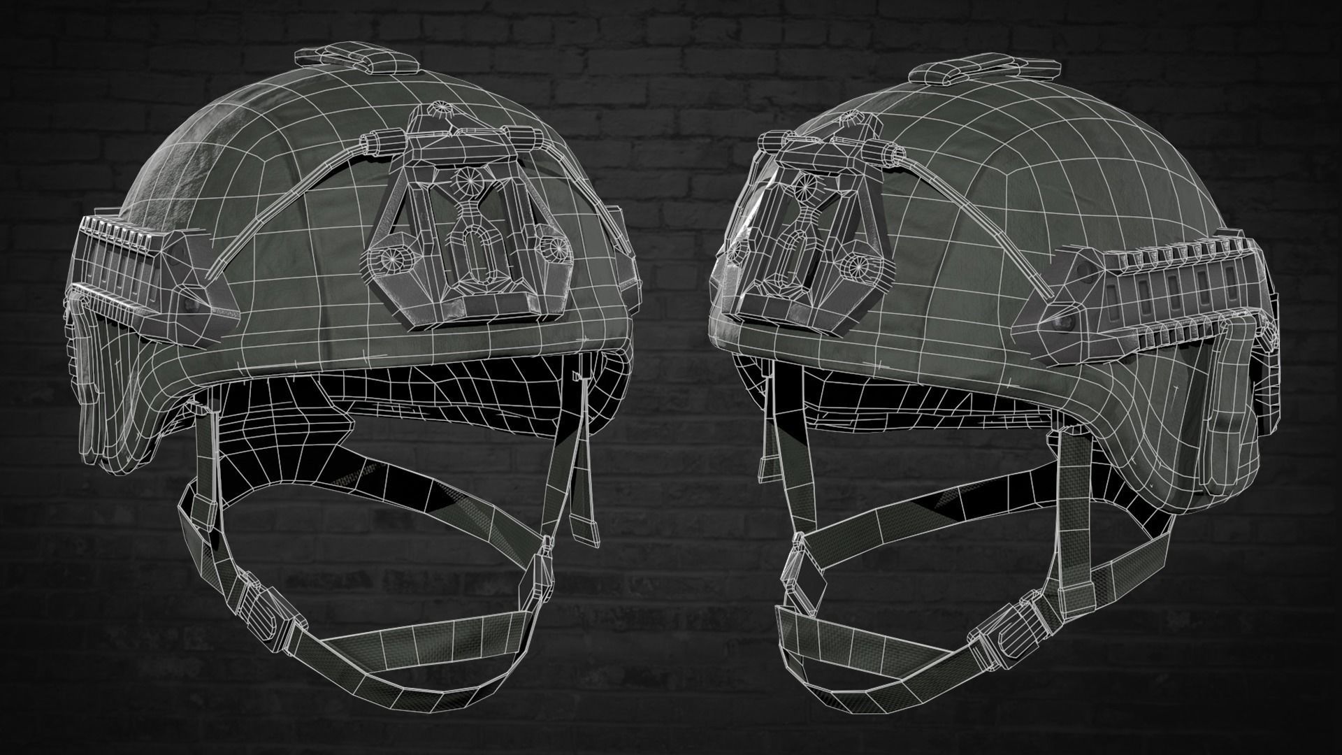 MILITARY  Game Ready ACH Tactical Helmet Low-poly 3D model_6