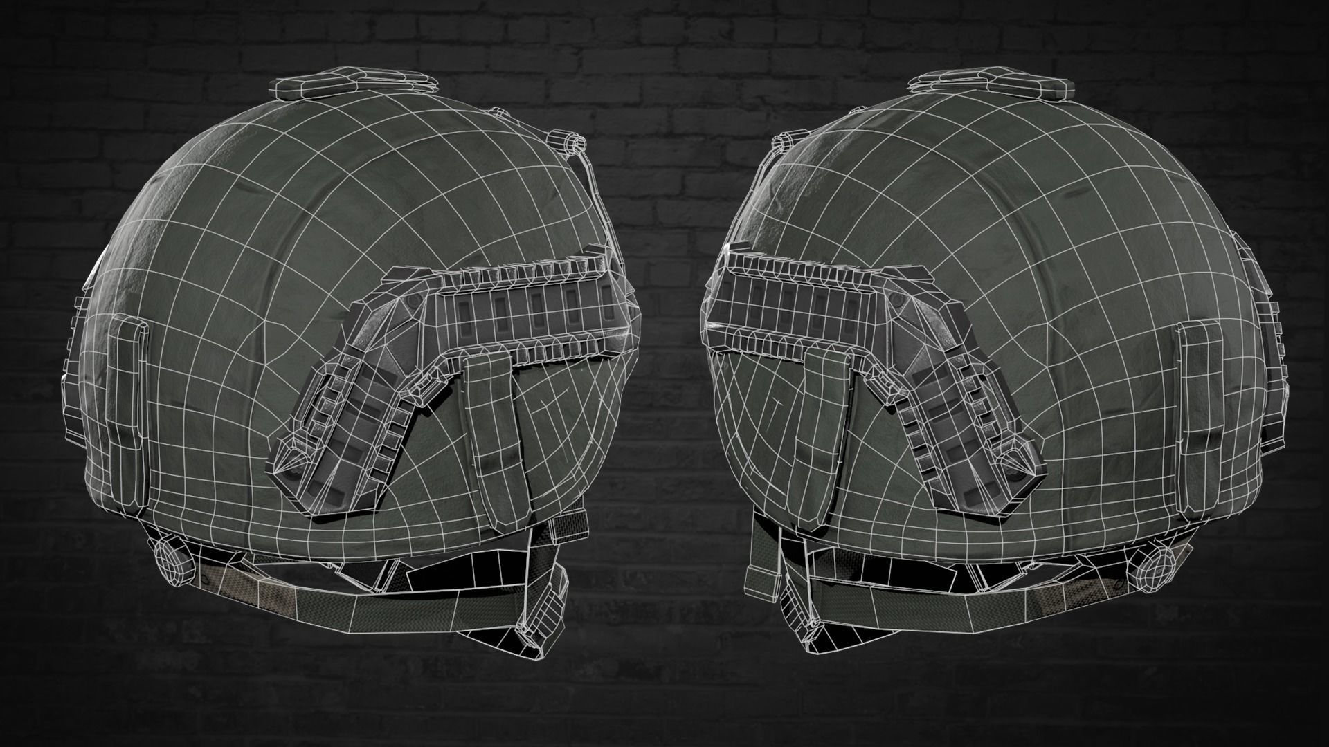 MILITARY  Game Ready ACH Tactical Helmet Low-poly 3D model_7