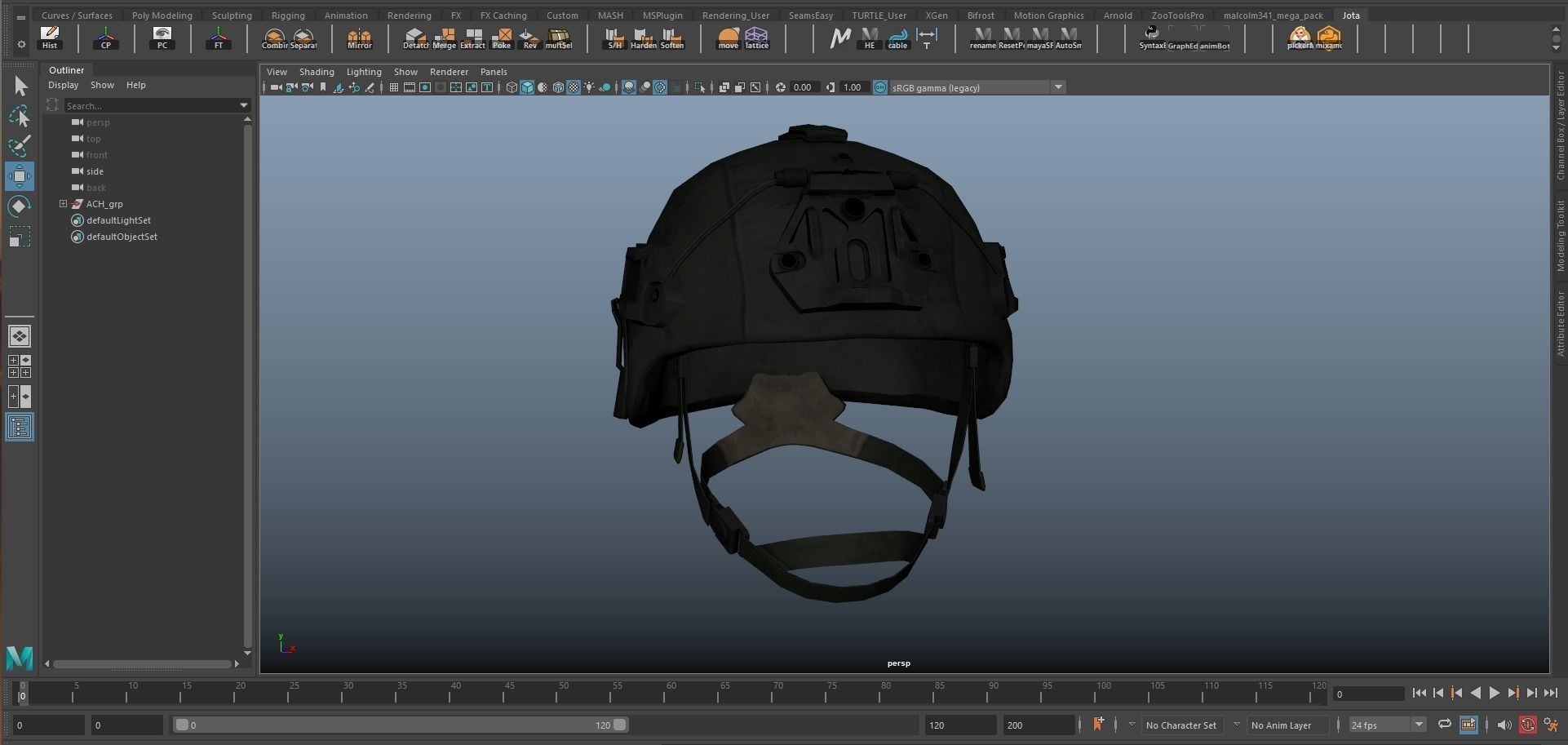 MILITARY  Game Ready ACH Tactical Helmet Low-poly 3D model_8