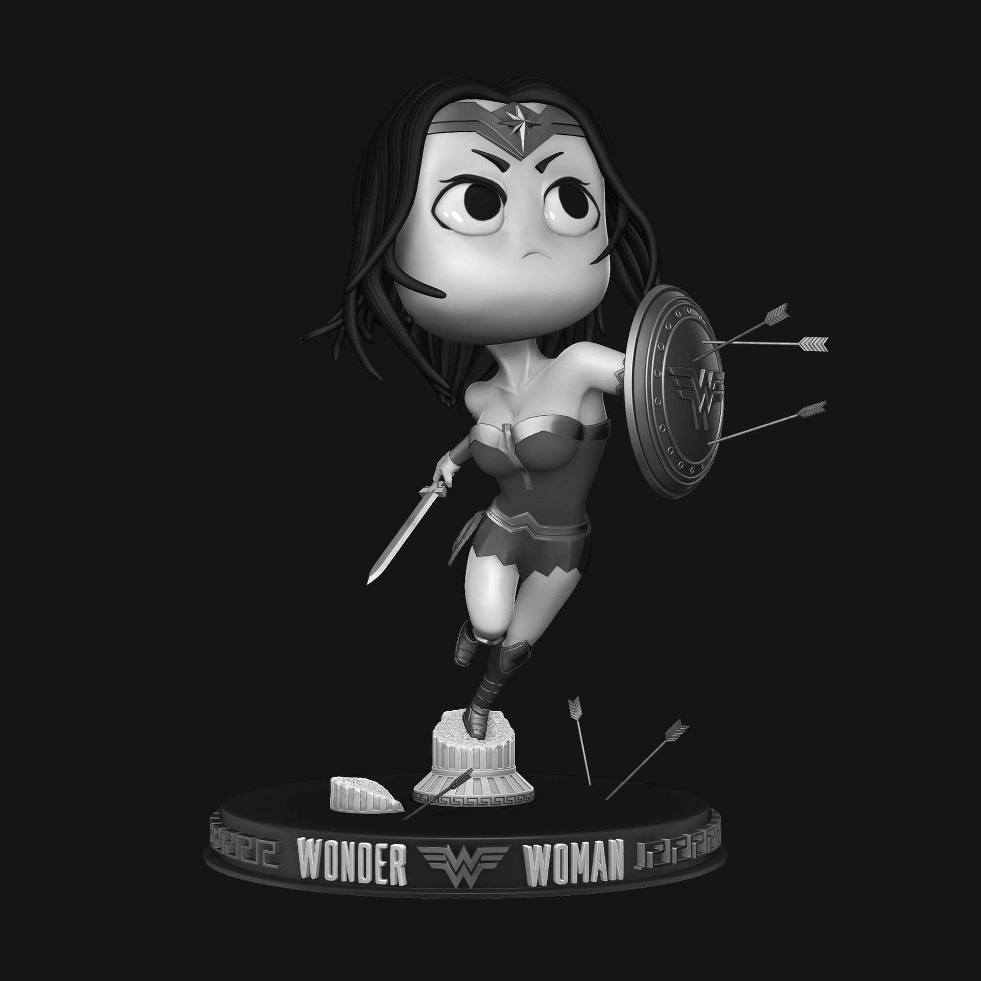 WonderWoman STL wonder woman figurine 3D print model_1