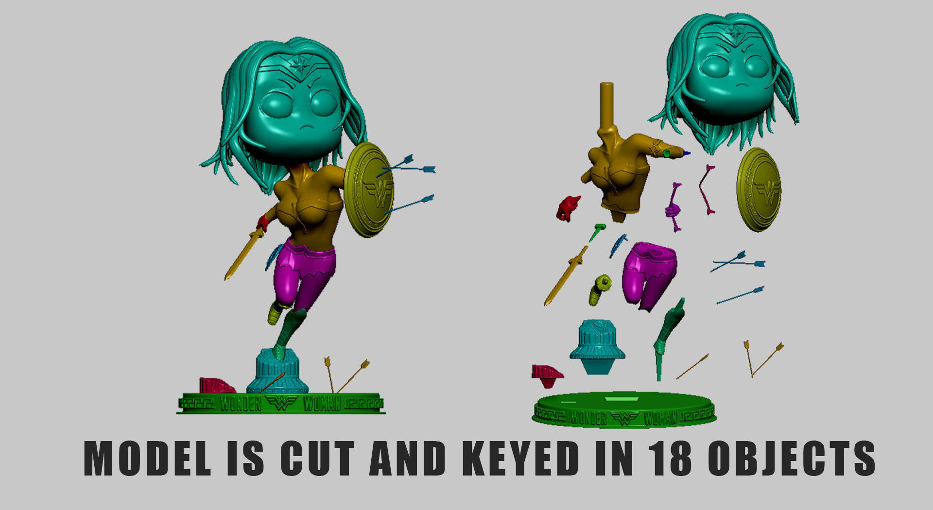 WonderWoman STL wonder woman figurine 3D print model_7