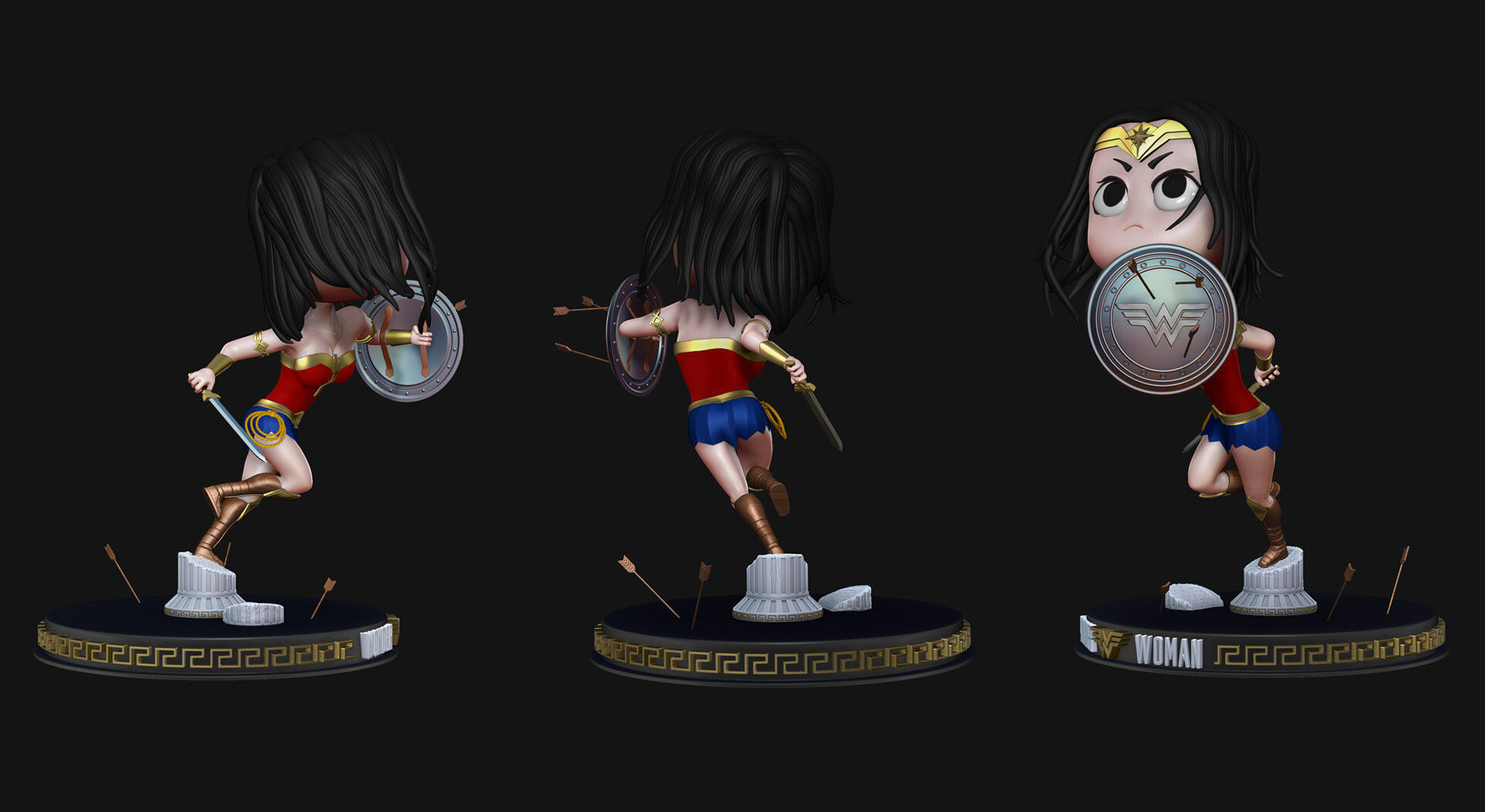 WonderWoman STL wonder woman figurine 3D print model_3