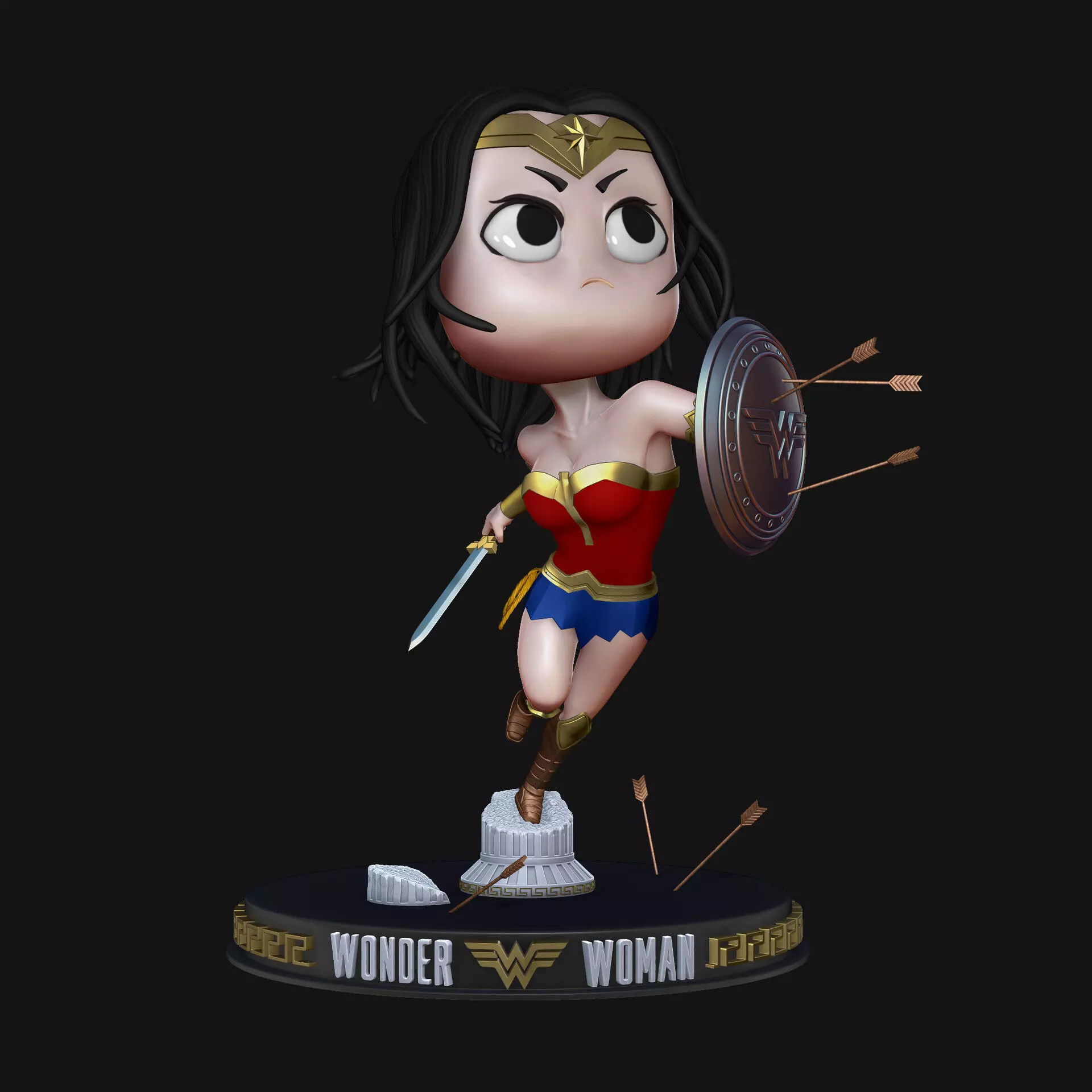 WonderWoman STL wonder woman figurine 3D print model_0