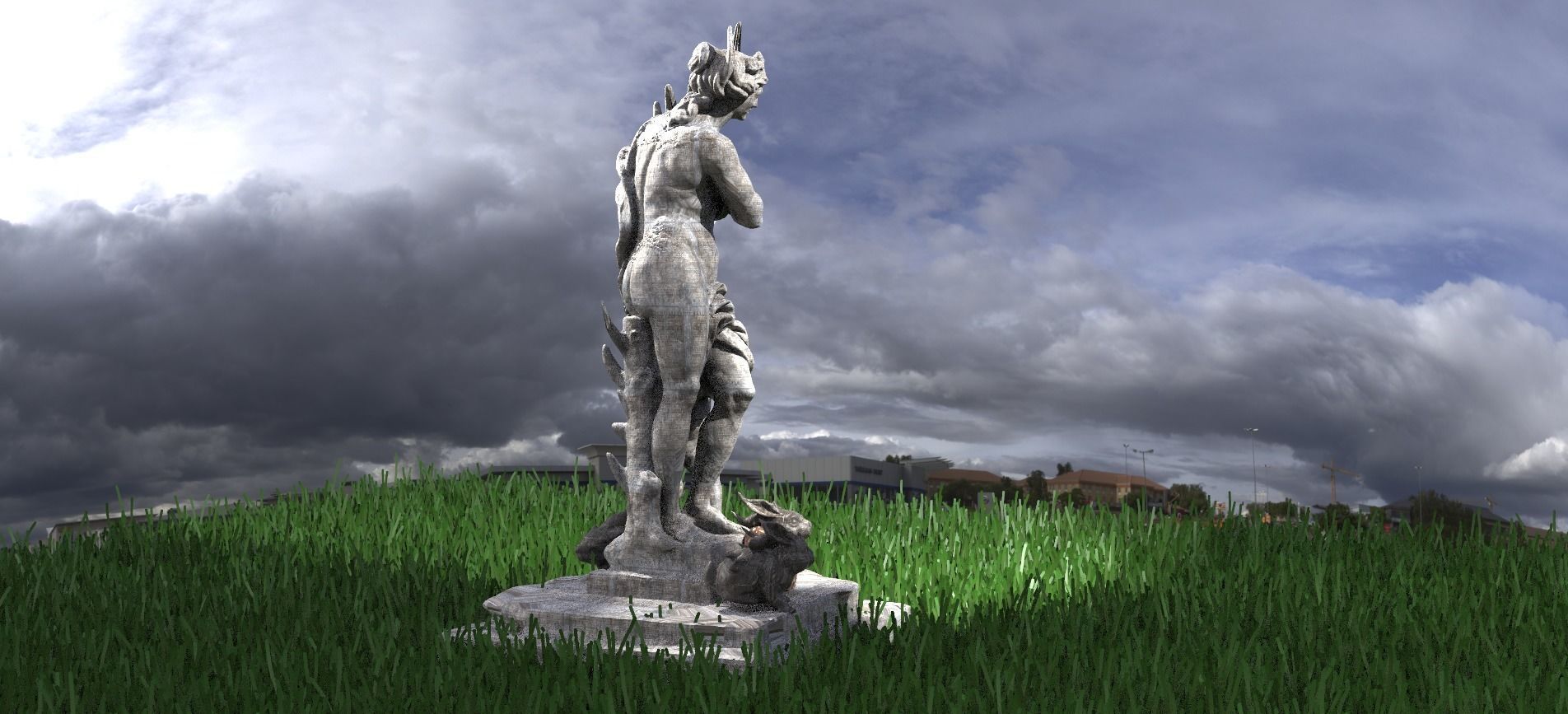 Easter Statue With Rabbits and Egg 3D model_4