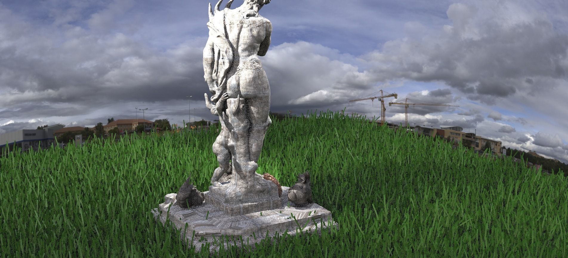Easter Statue With Rabbits and Egg 3D model_2