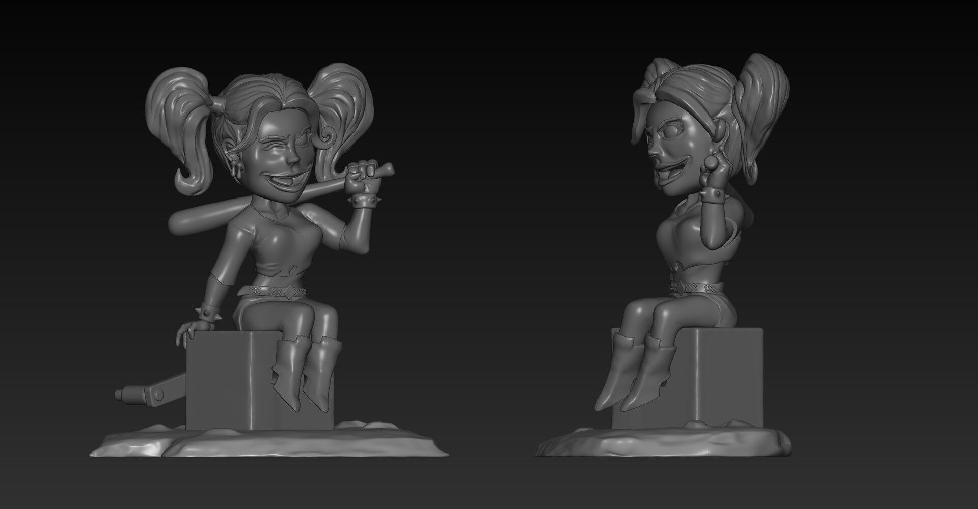 Harley STL quinn figurine 3D print model_3