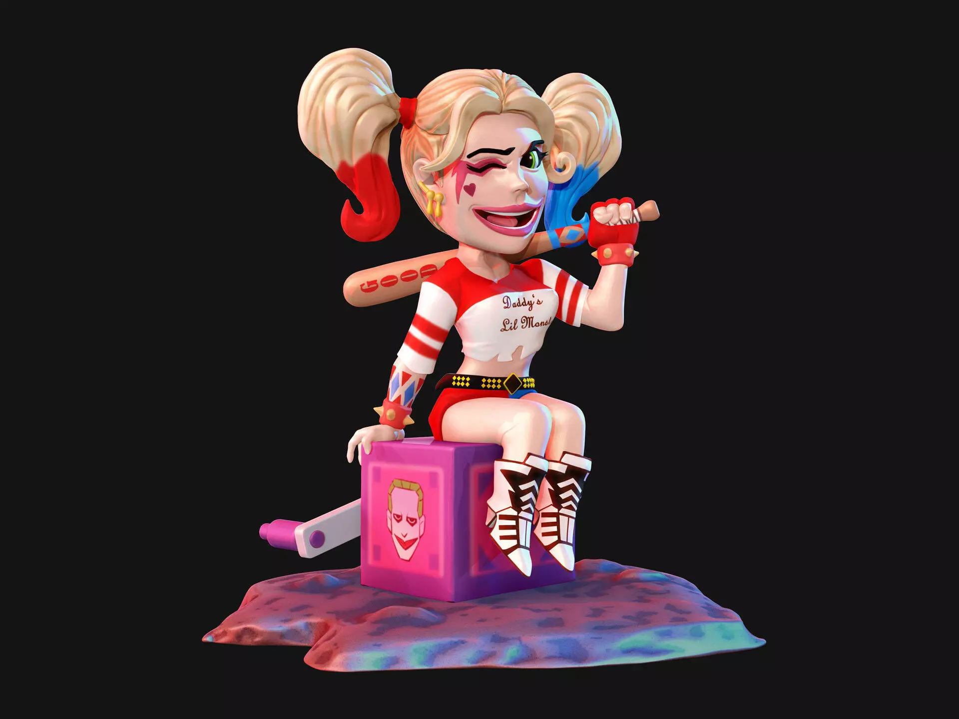 Harley STL quinn figurine 3D print model_0