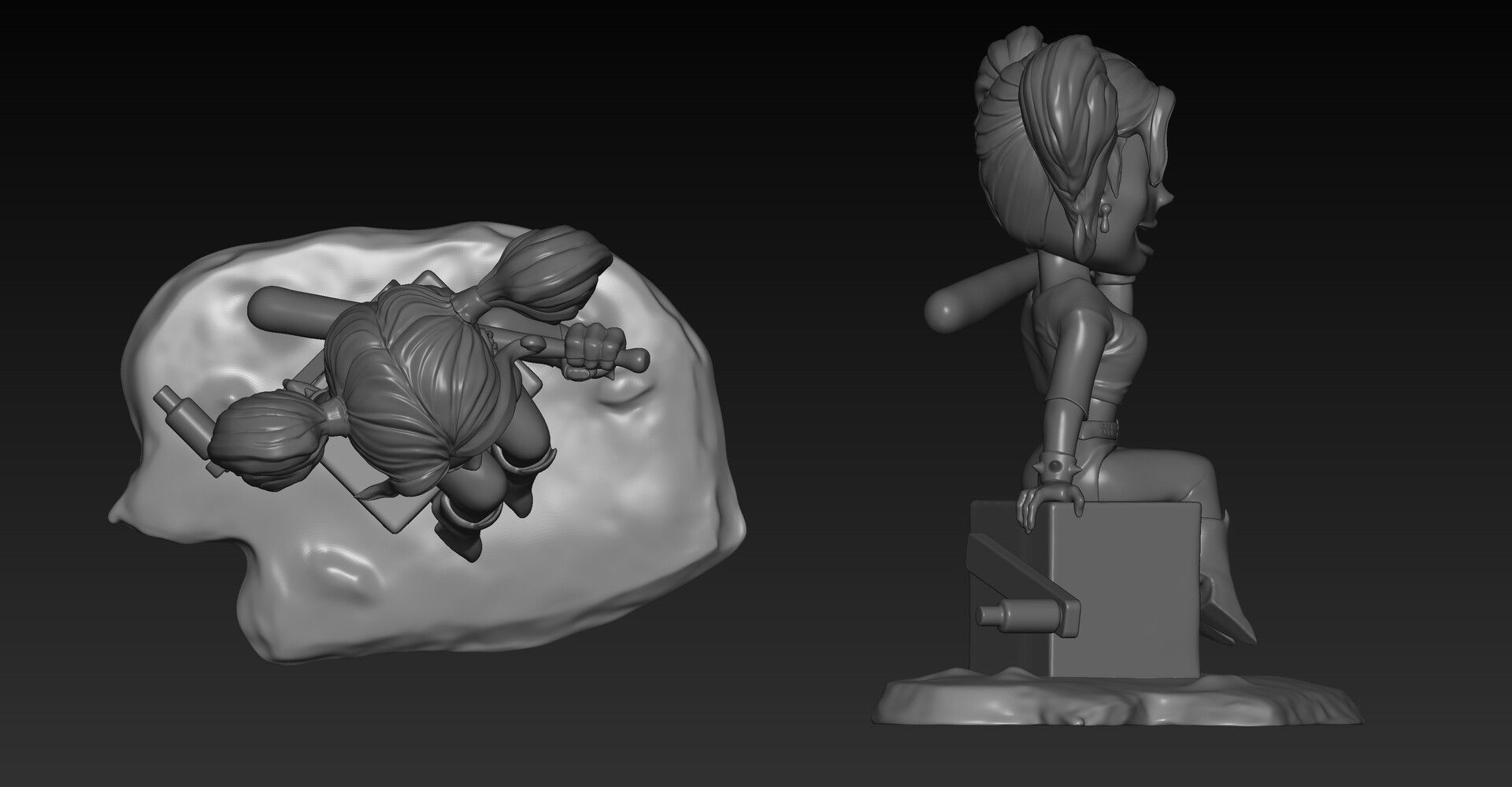 Harley STL quinn figurine 3D print model_4