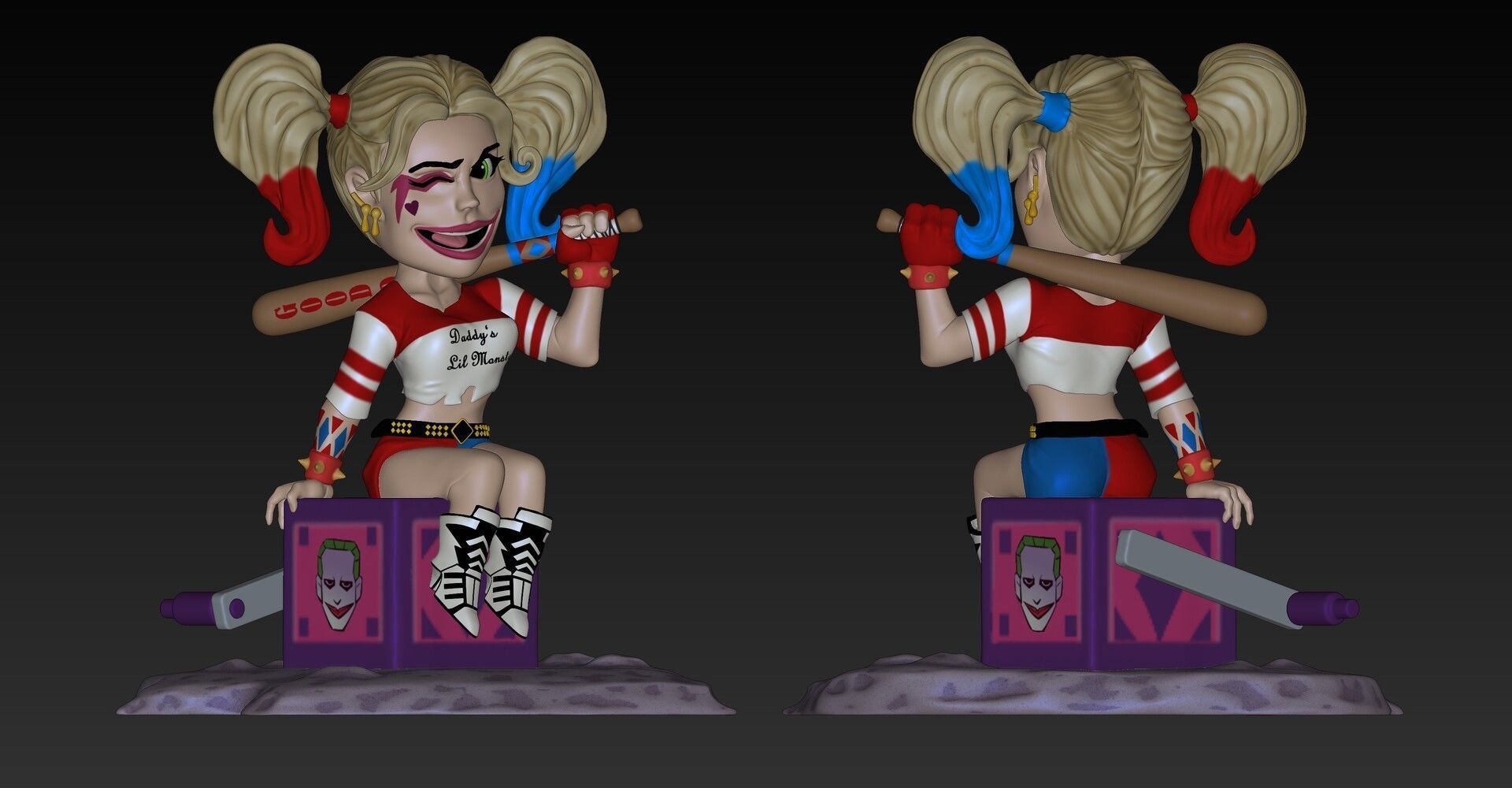 Harley STL quinn figurine 3D print model_2