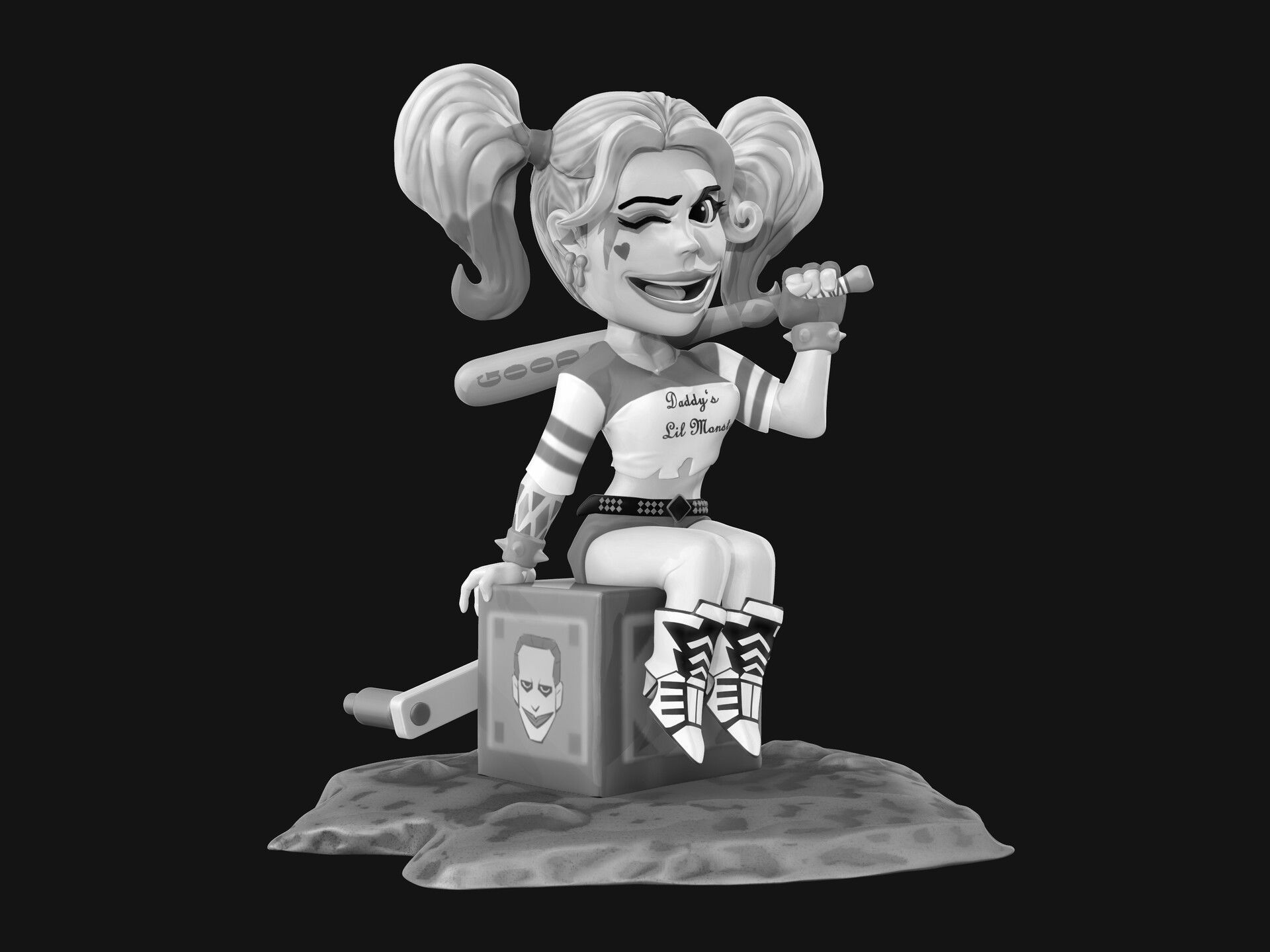 Harley STL quinn figurine 3D print model_1