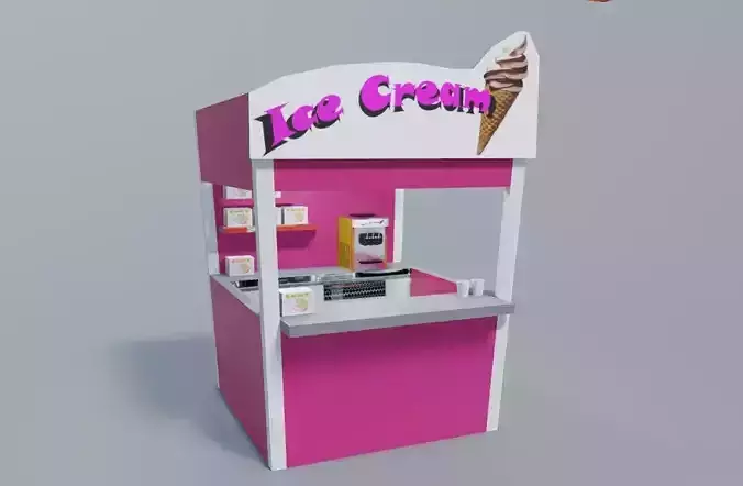 Ice Cream Stand - Shop - Sorveteria Low-poly 3D model