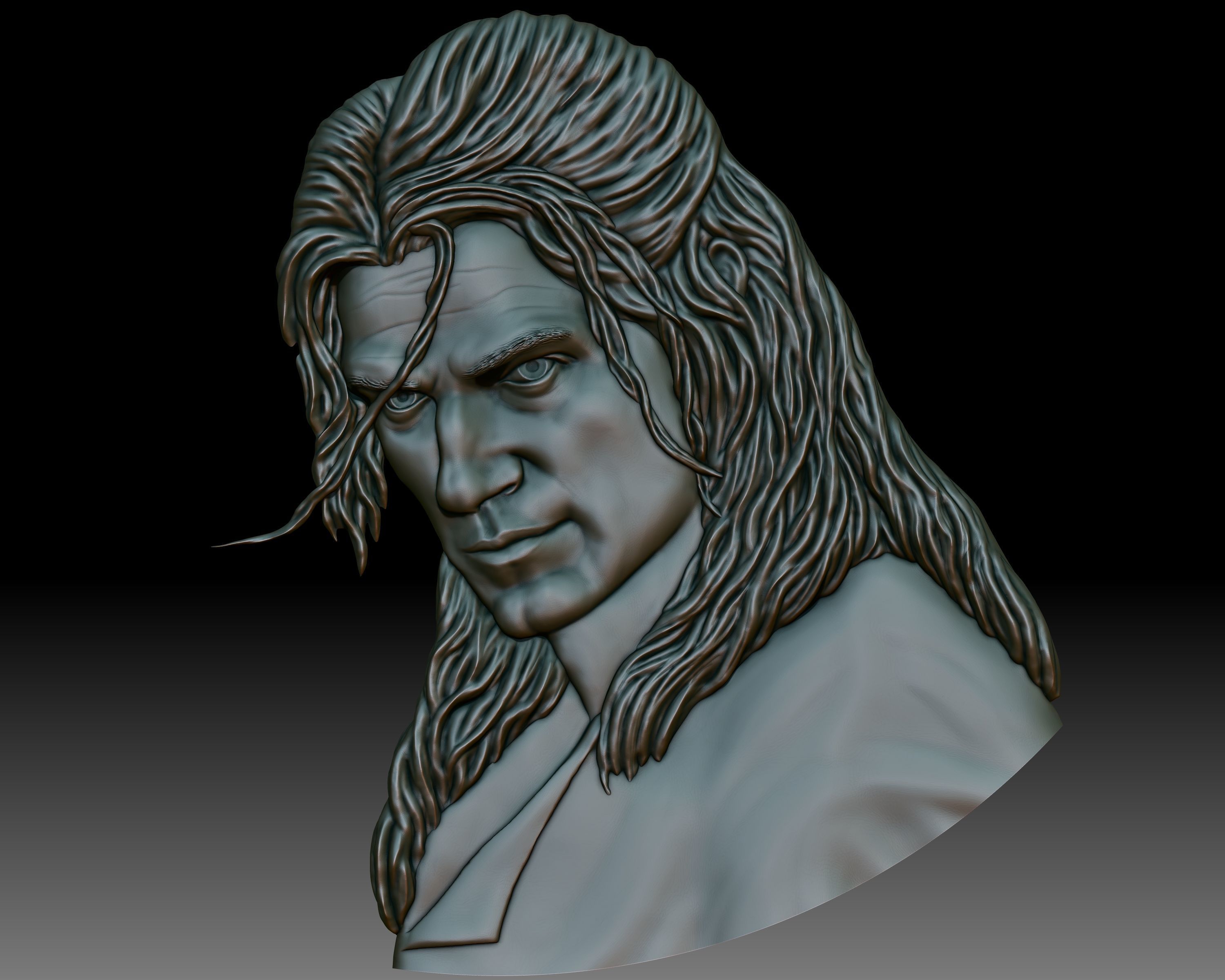 Witcher low relief bas-relief for CNC router or 3D printer 3D print model_5