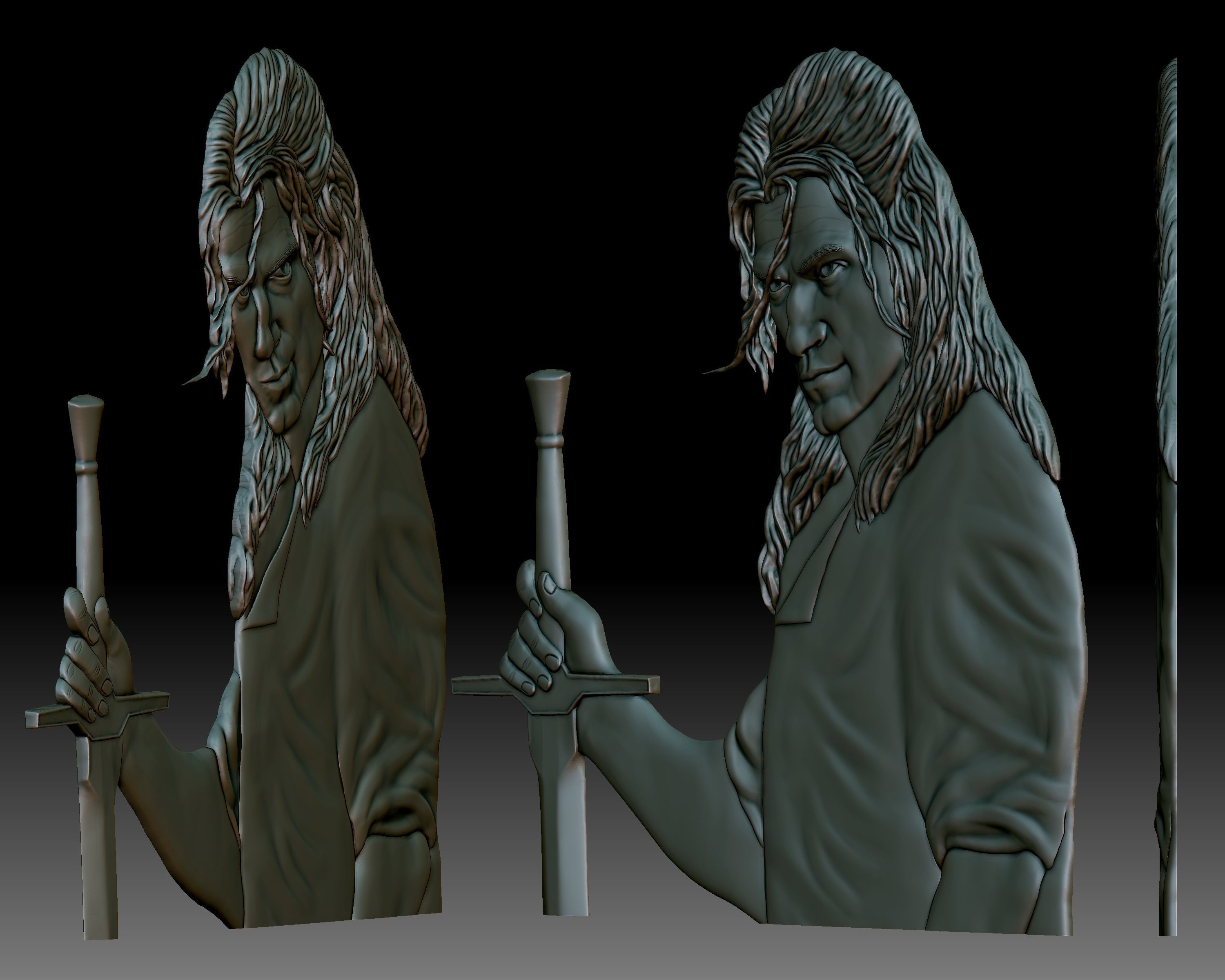 Witcher low relief bas-relief for CNC router or 3D printer 3D print model_2