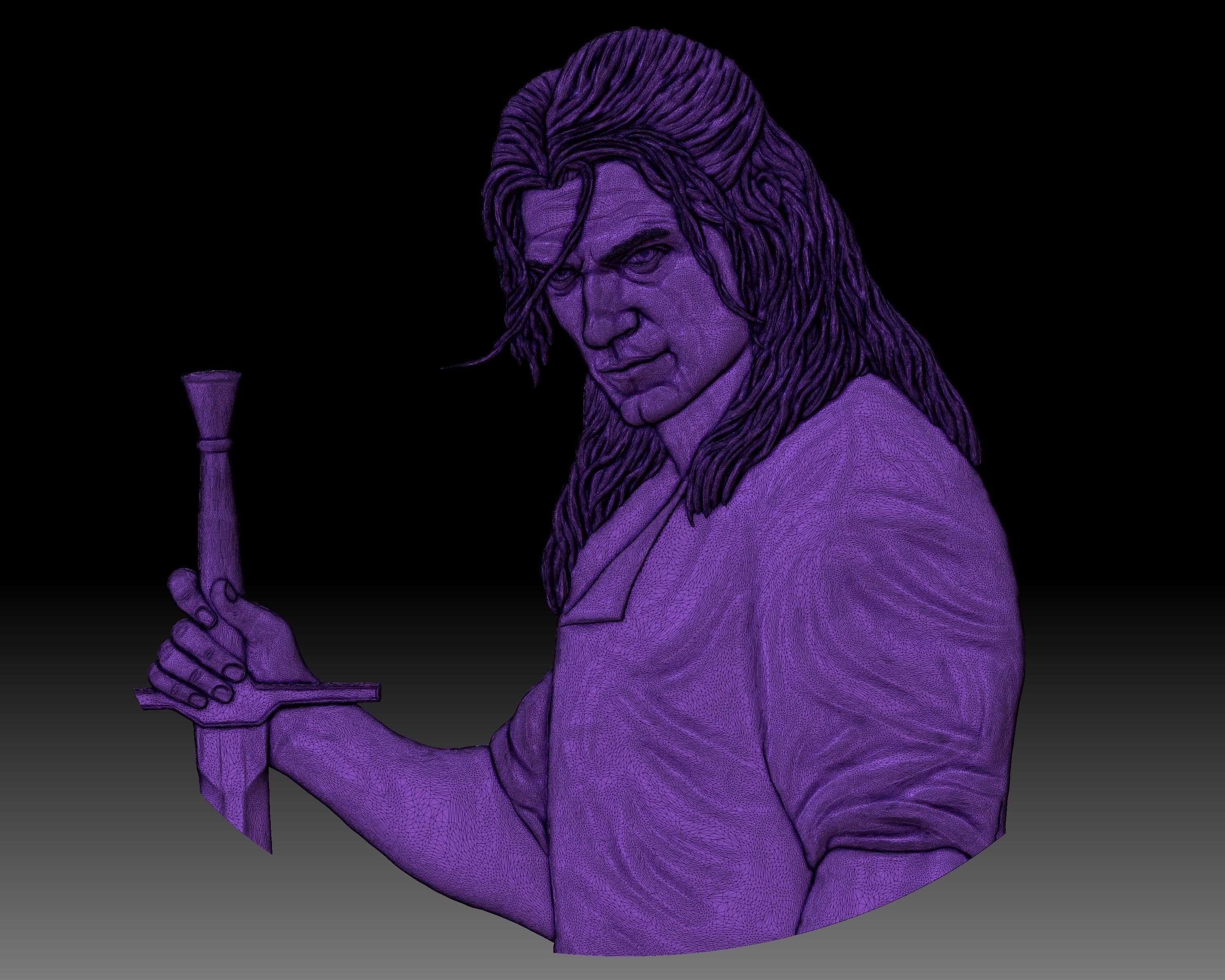 Witcher low relief bas-relief for CNC router or 3D printer 3D print model_7