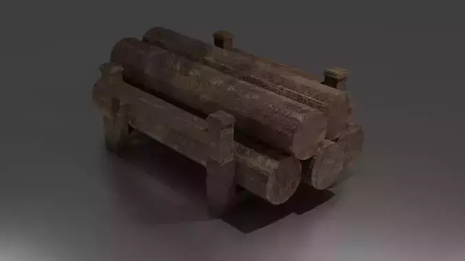 Cylindrical wooden beams 3D model PBR Low-poly 3D model