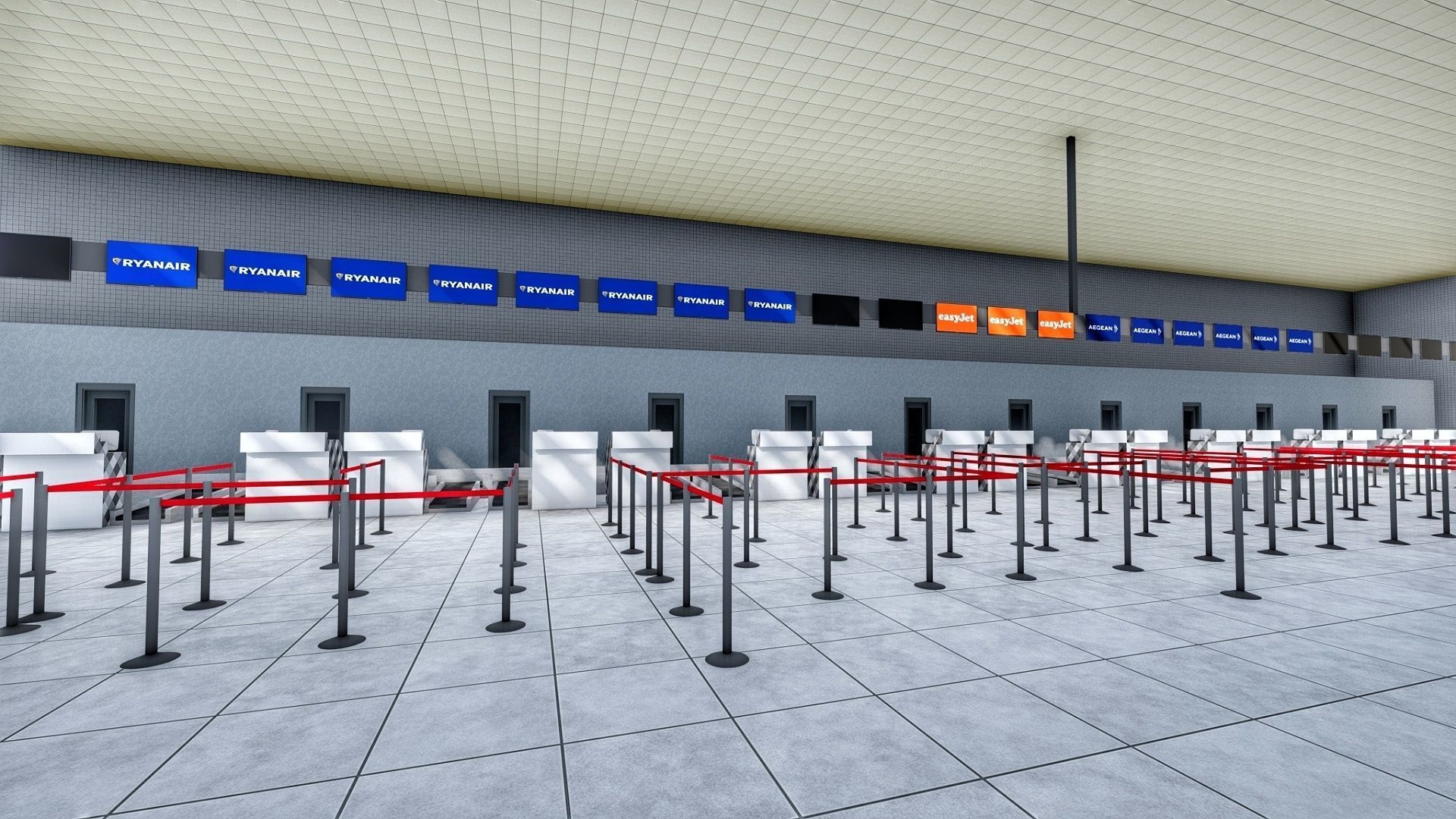 International Airport with Interior and Landscape 3D model_12