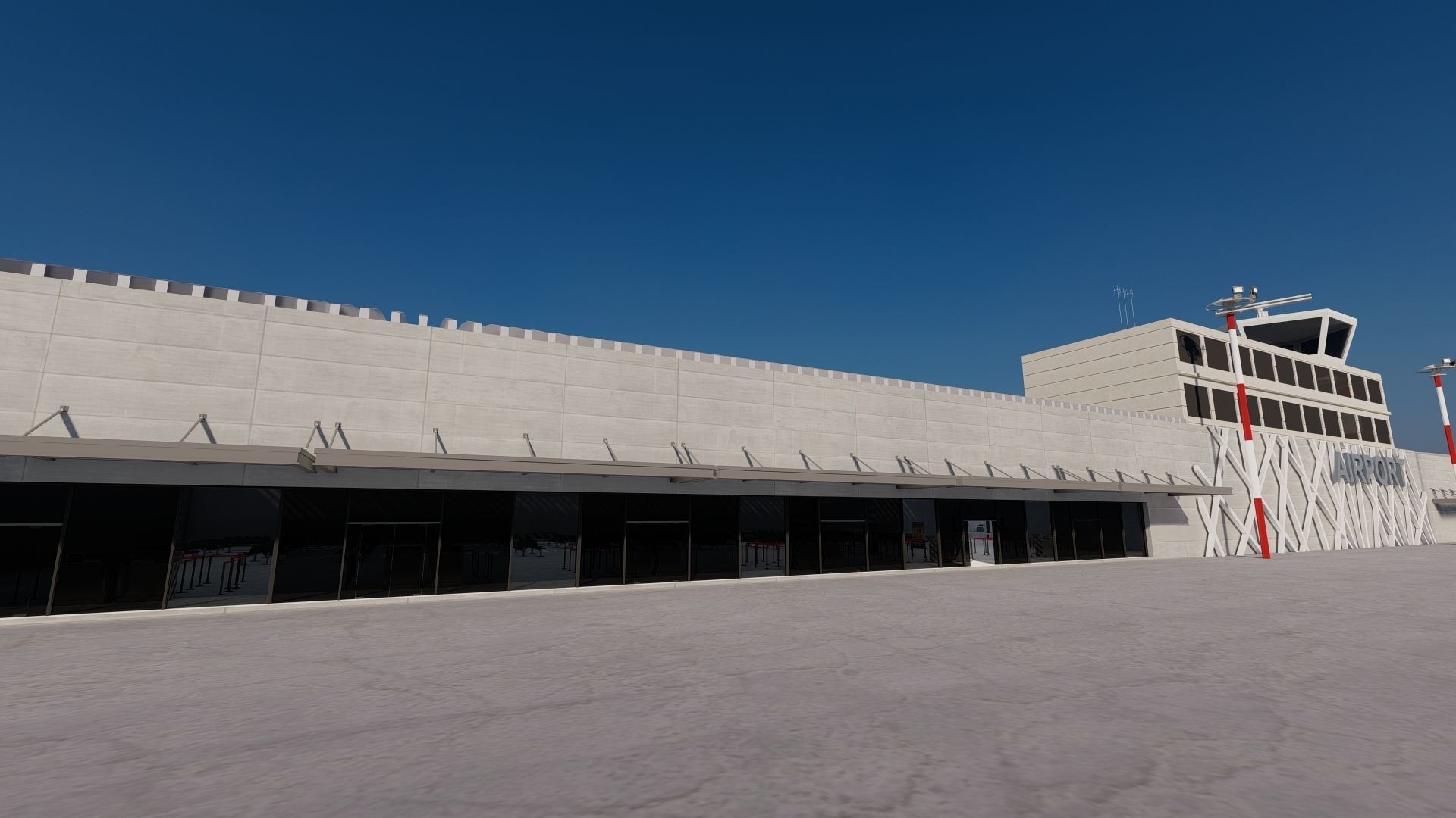 International Airport with Interior and Landscape 3D model_6