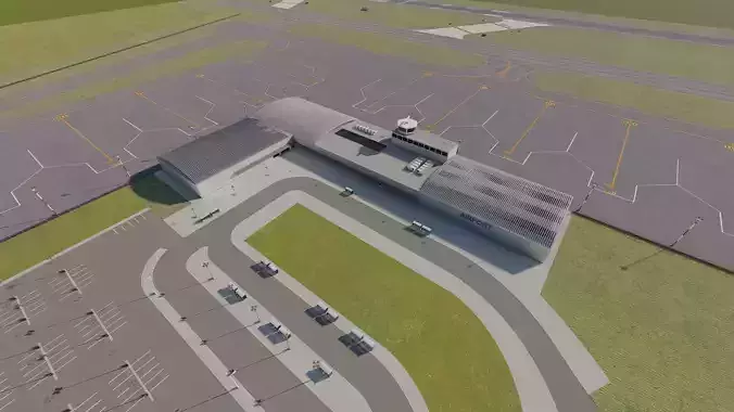 International Airport with Interior and Landscape 3D model