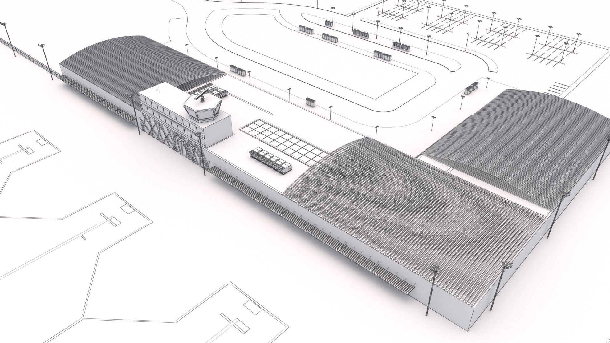 International Airport with Interior and Landscape 3D model_36