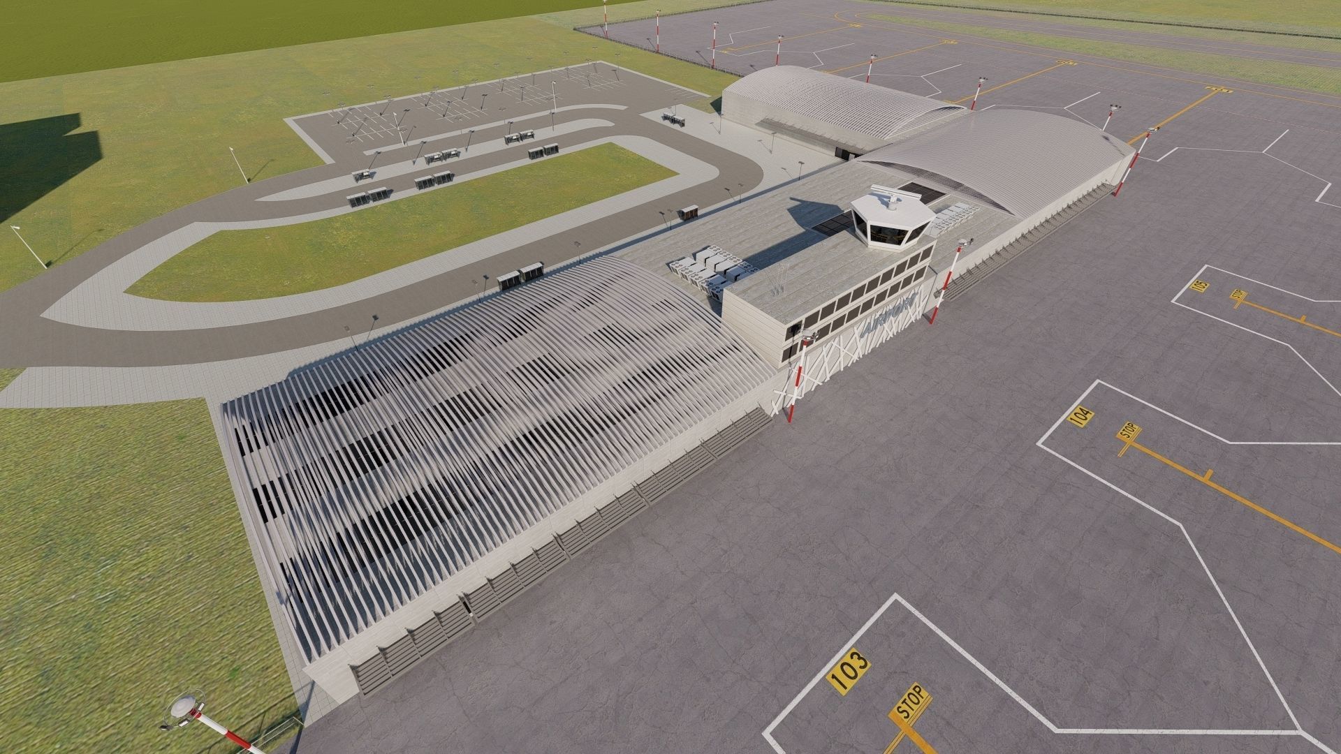 International Airport with Interior and Landscape 3D model_3
