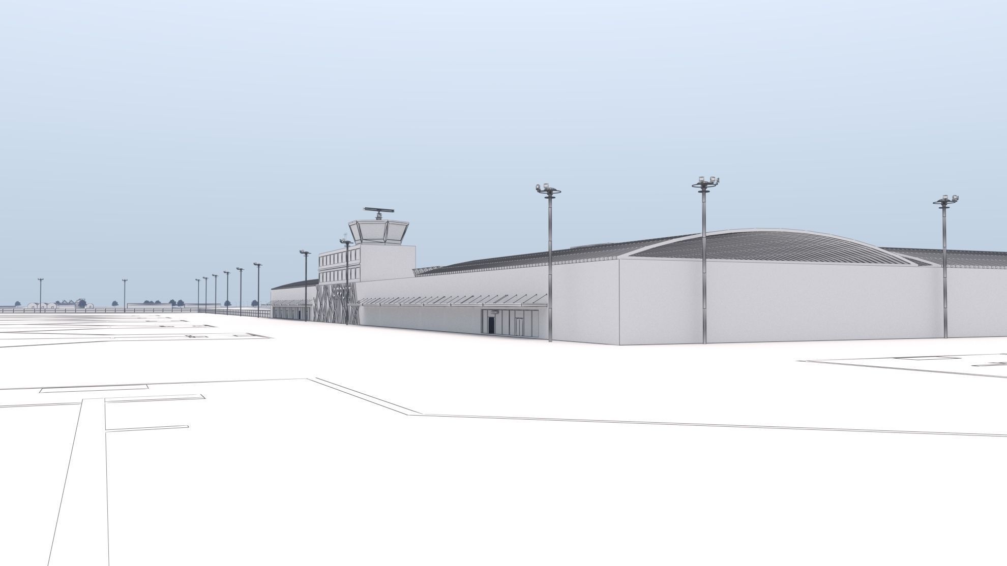 International Airport with Interior and Landscape 3D model_40