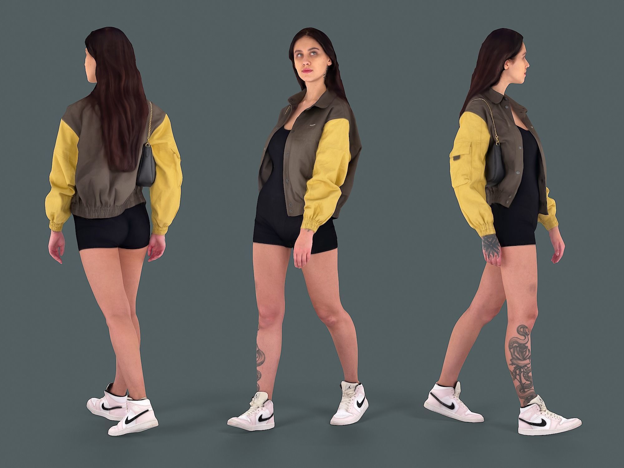 Girl in Nike 3D model_1