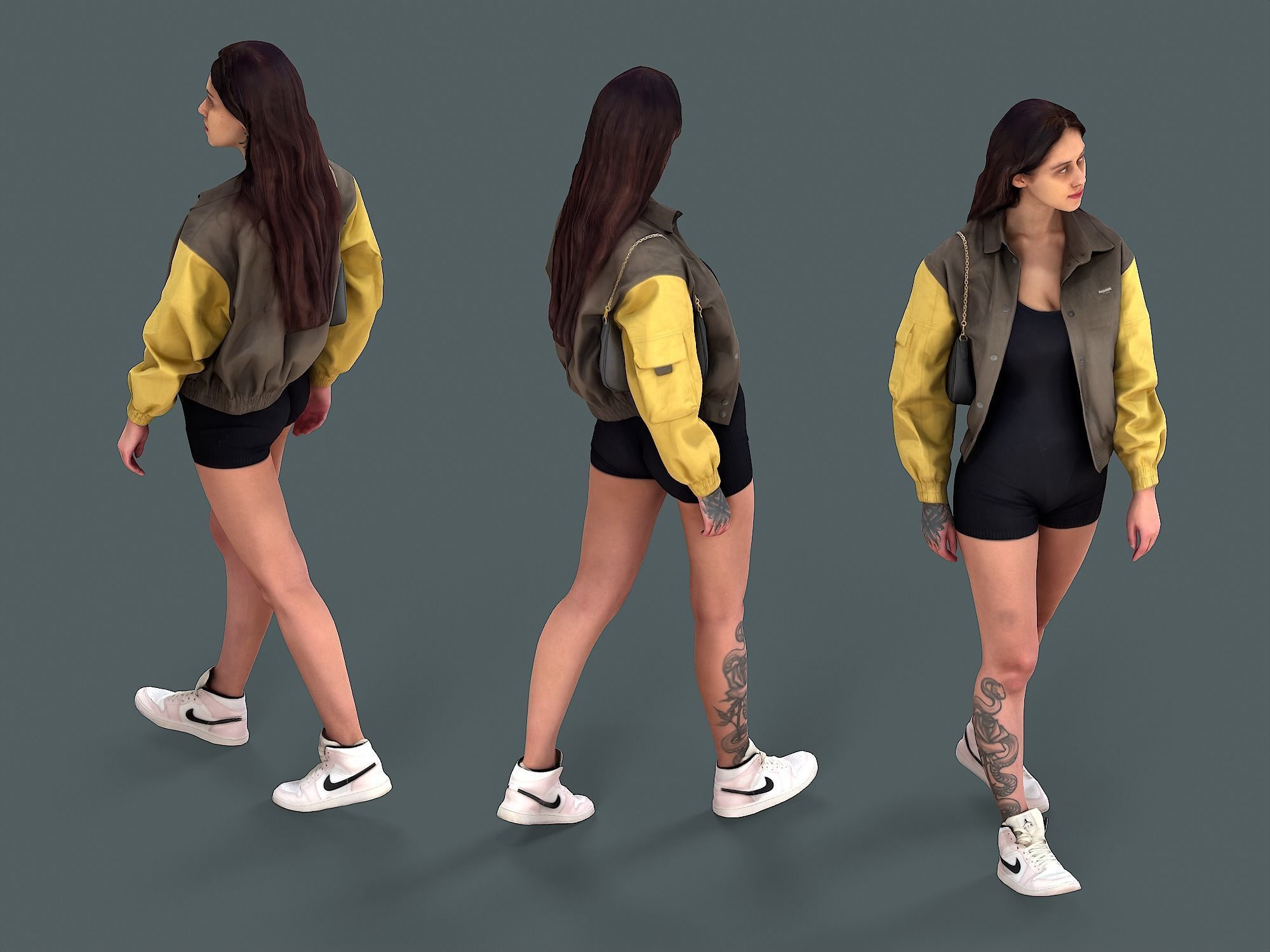 Girl in Nike 3D model_4