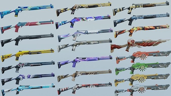 M1014 Rifle Game Weapon 22x 3D model