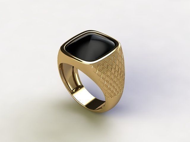 10132 gold ring with onyx stone 3D print model